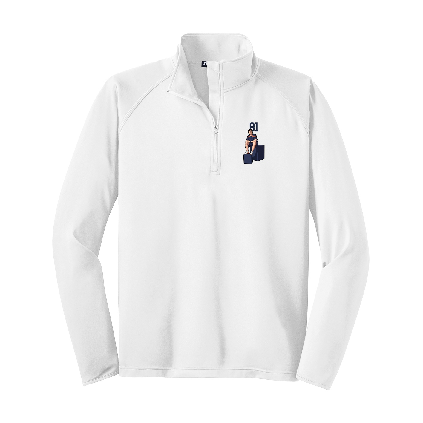 Q-Zip Pullover — Number Top in White