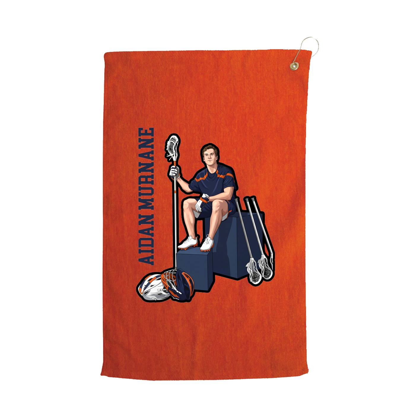 Golf Towel — Name Vertical in Orange