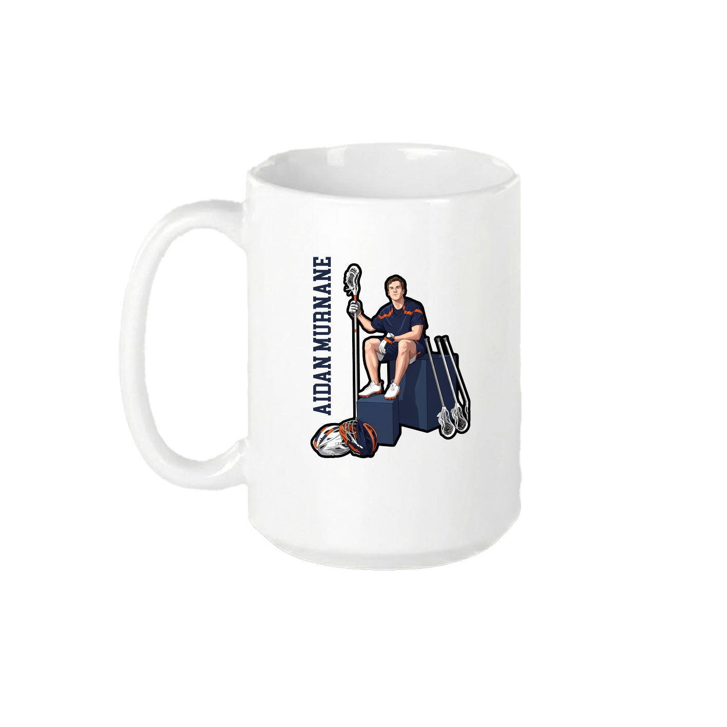 15oz Coffee Mug — Name Vertical in White
