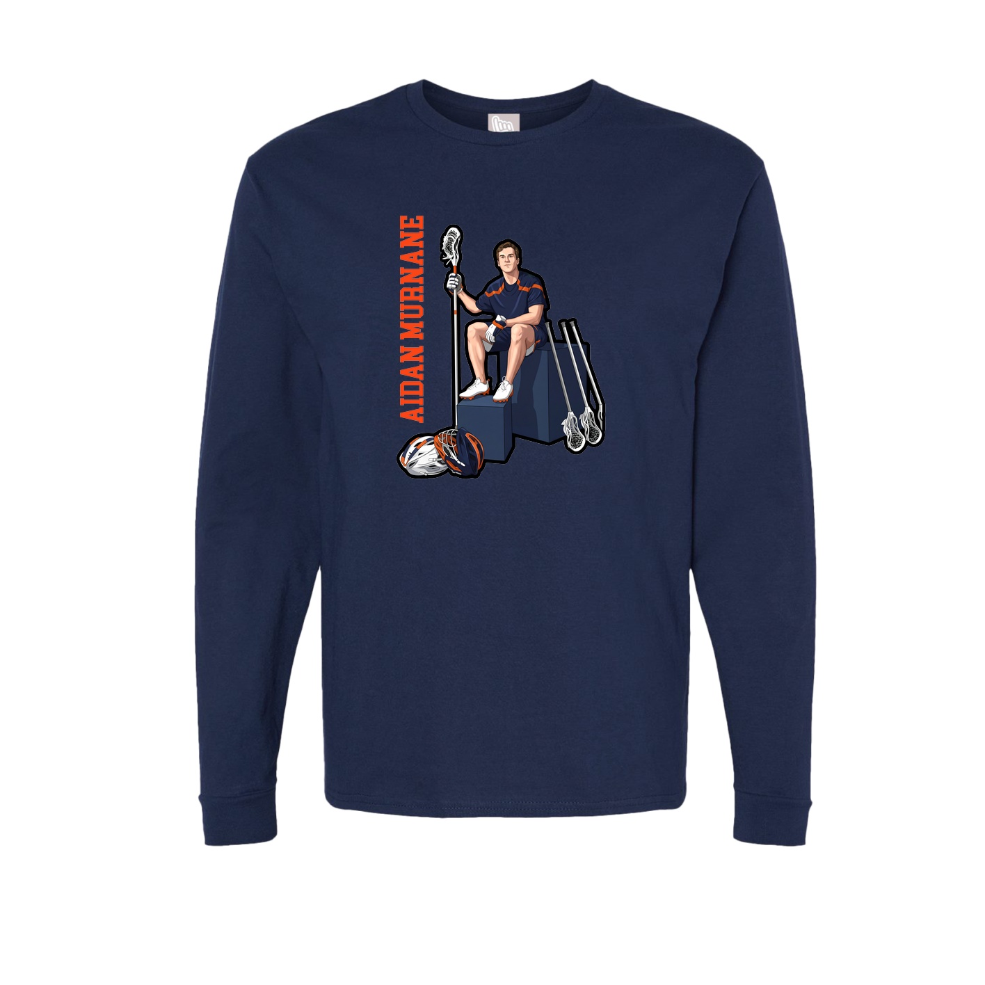 Long Sleeve Tee — Name Vertical in Navy