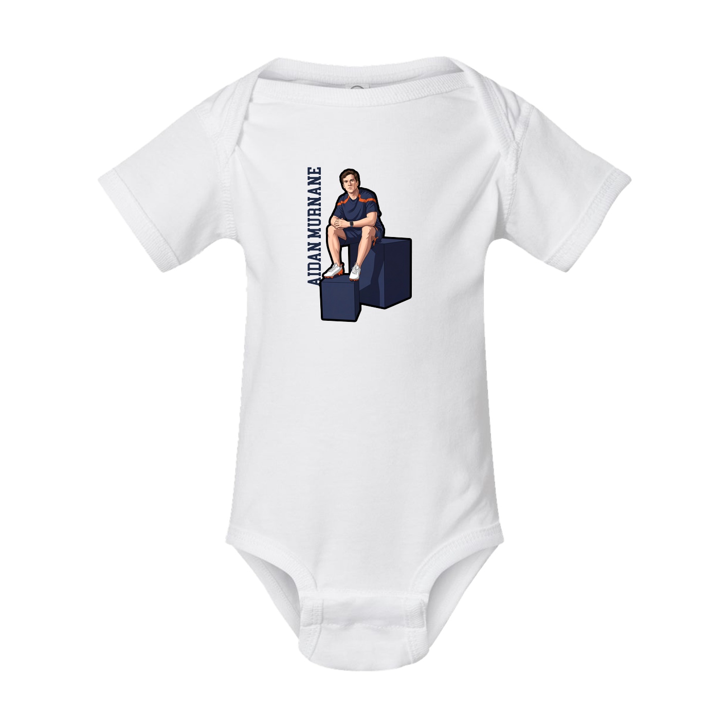 Baby Onesie — Name Vertical in White