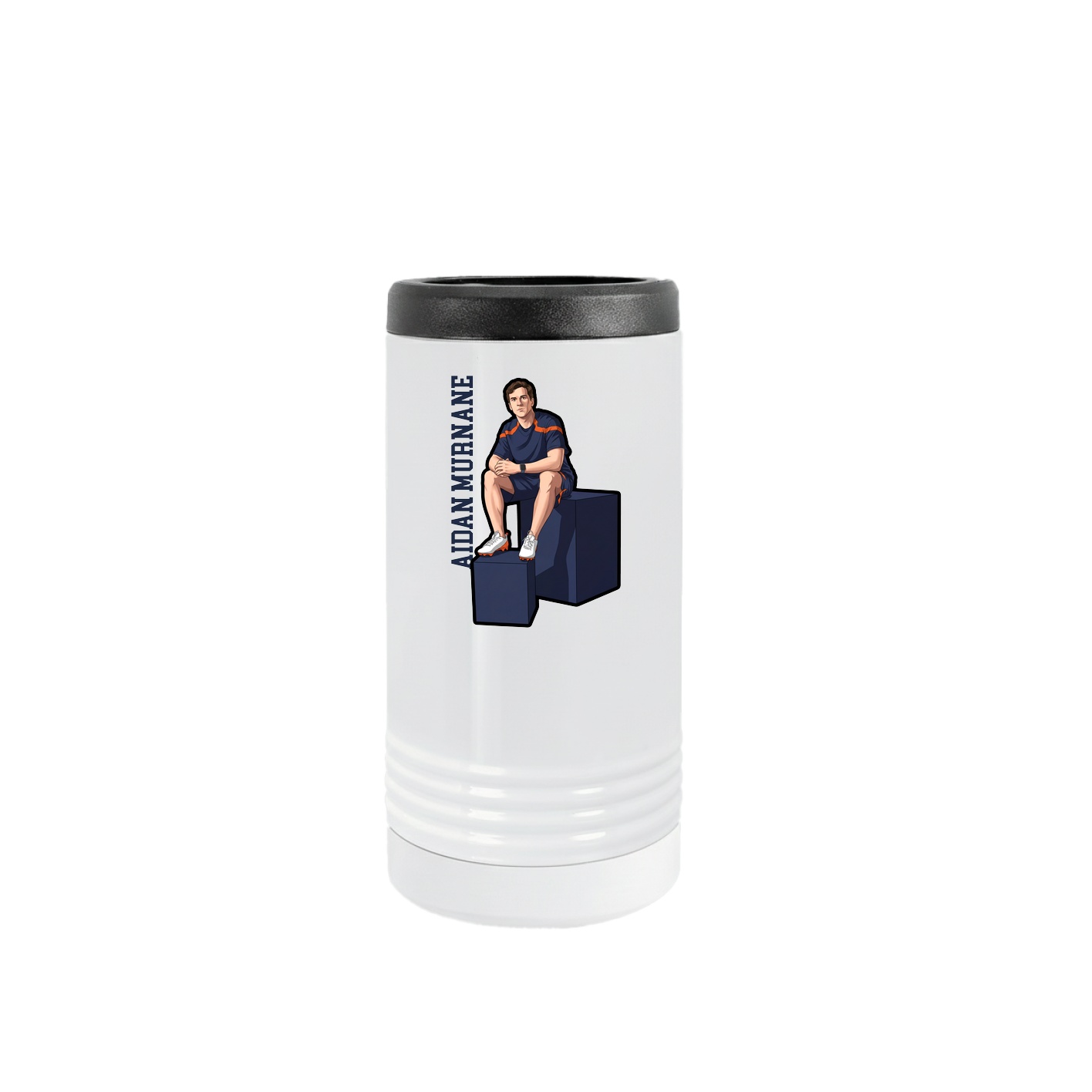 Slim Beverage Holder — Name Vertical in White