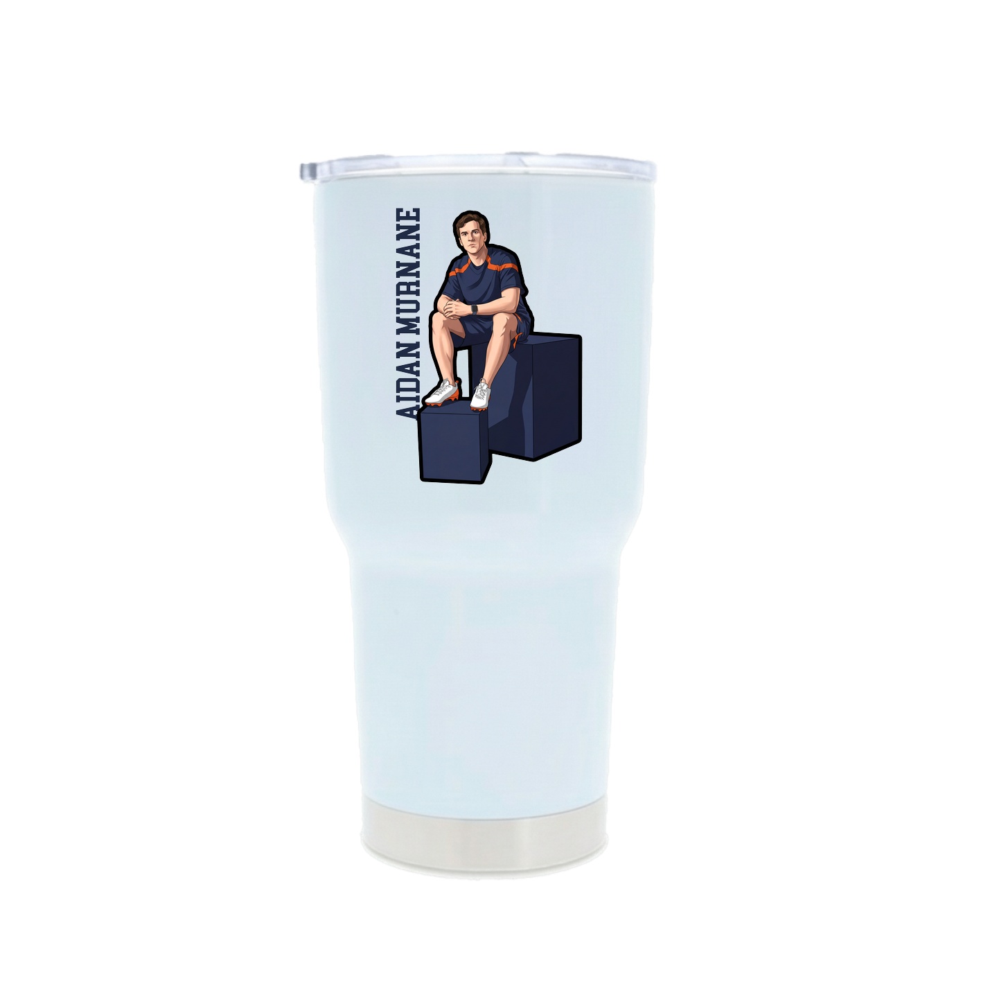 30oz Stainless Steel Tumbler — Name Vertical in White