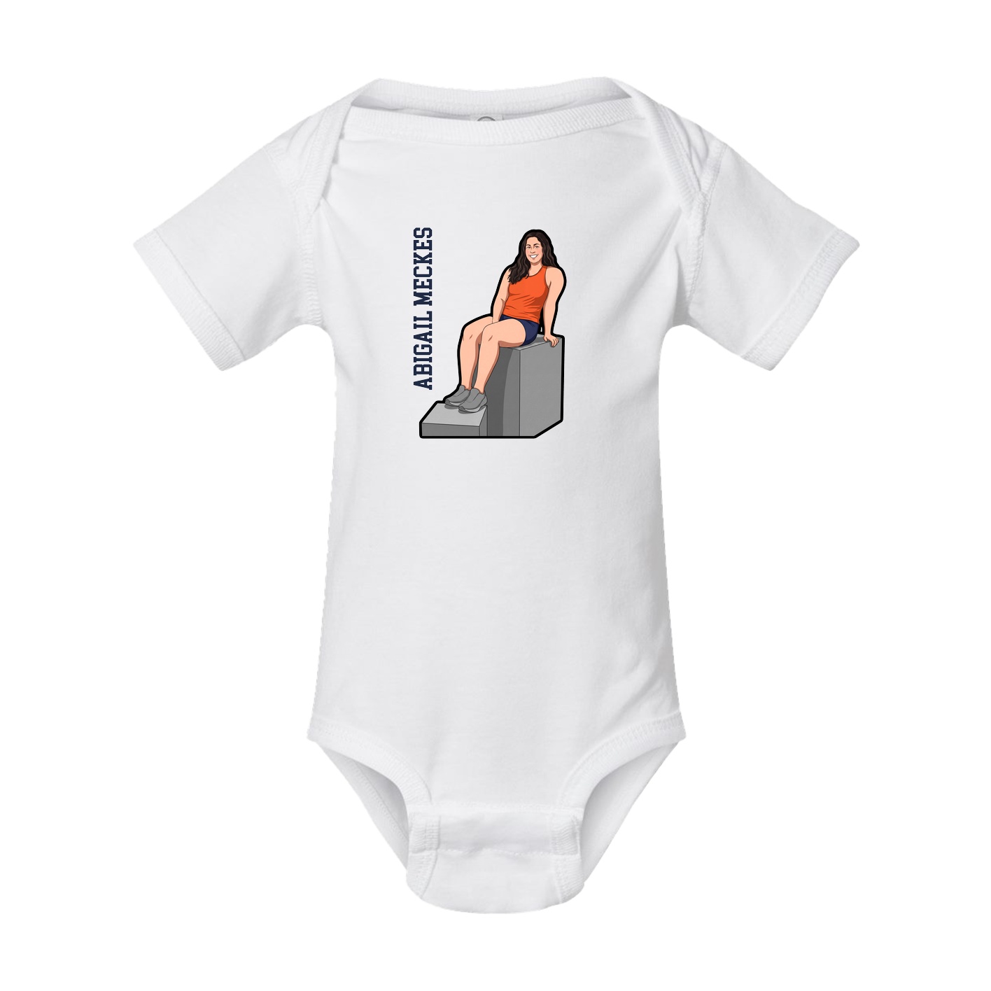 Baby Onesie — Name Vertical in White