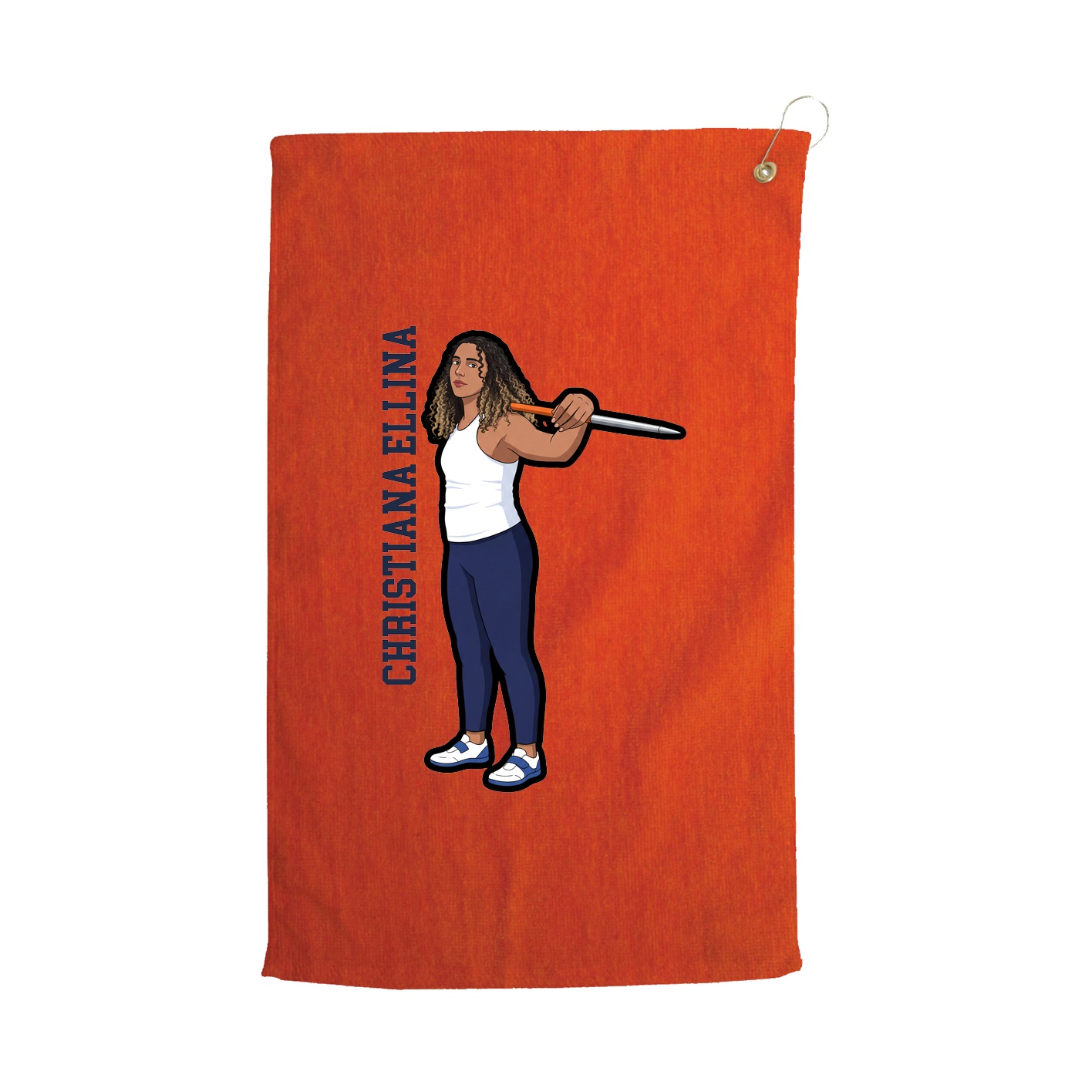 Golf Towel — Name Vertical in Orange