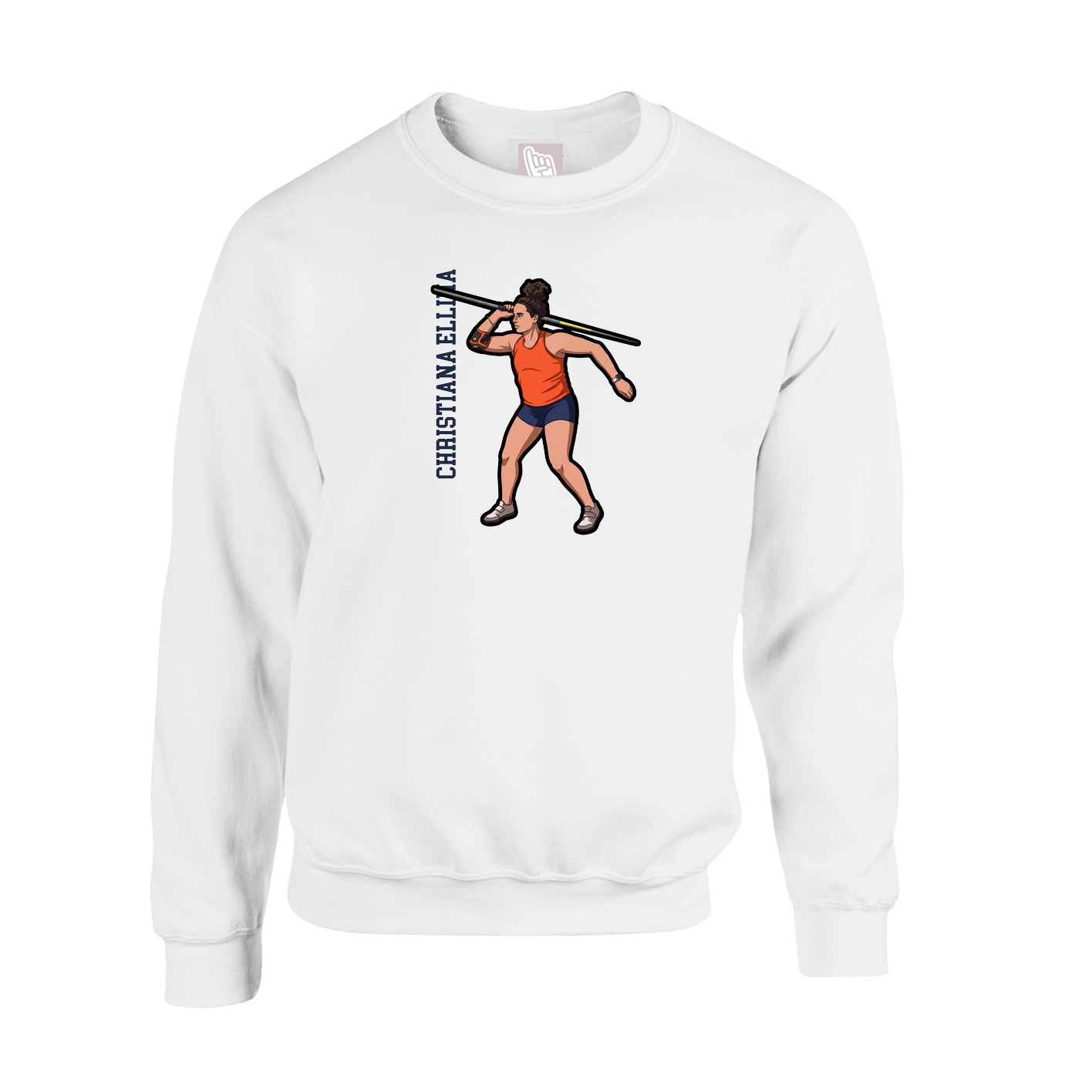 Fleece Crew — Name Vertical in White