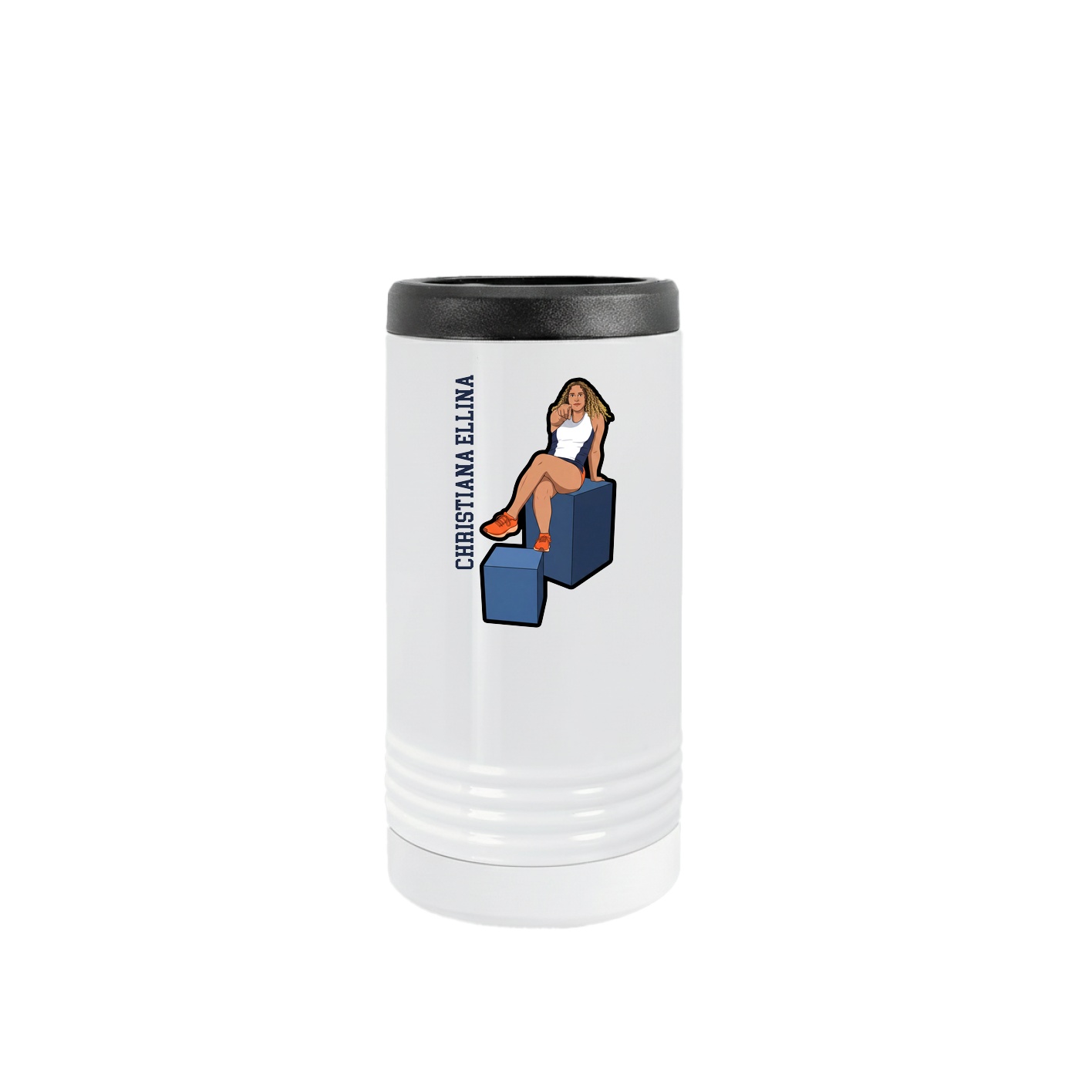 Slim Beverage Holder — Name Vertical in White