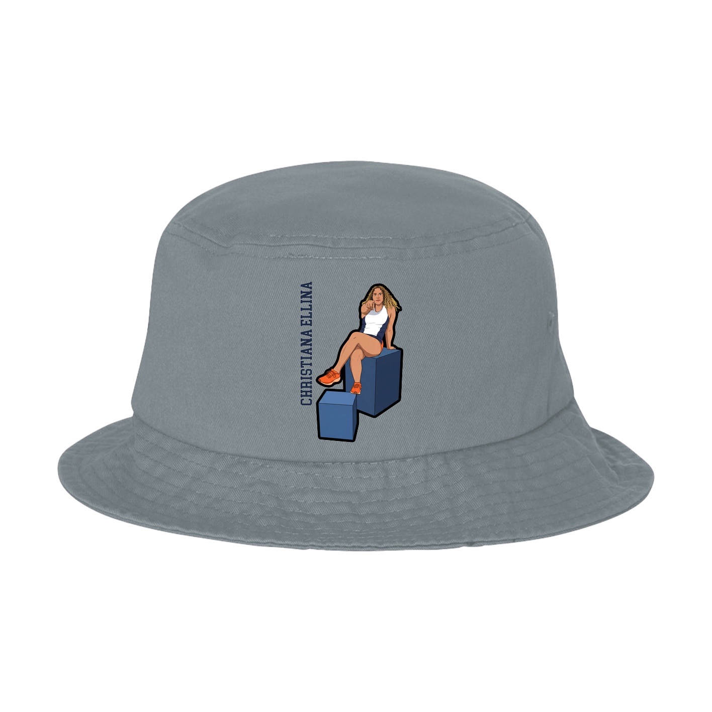 Bucket Cap — Name Vertical in Grey