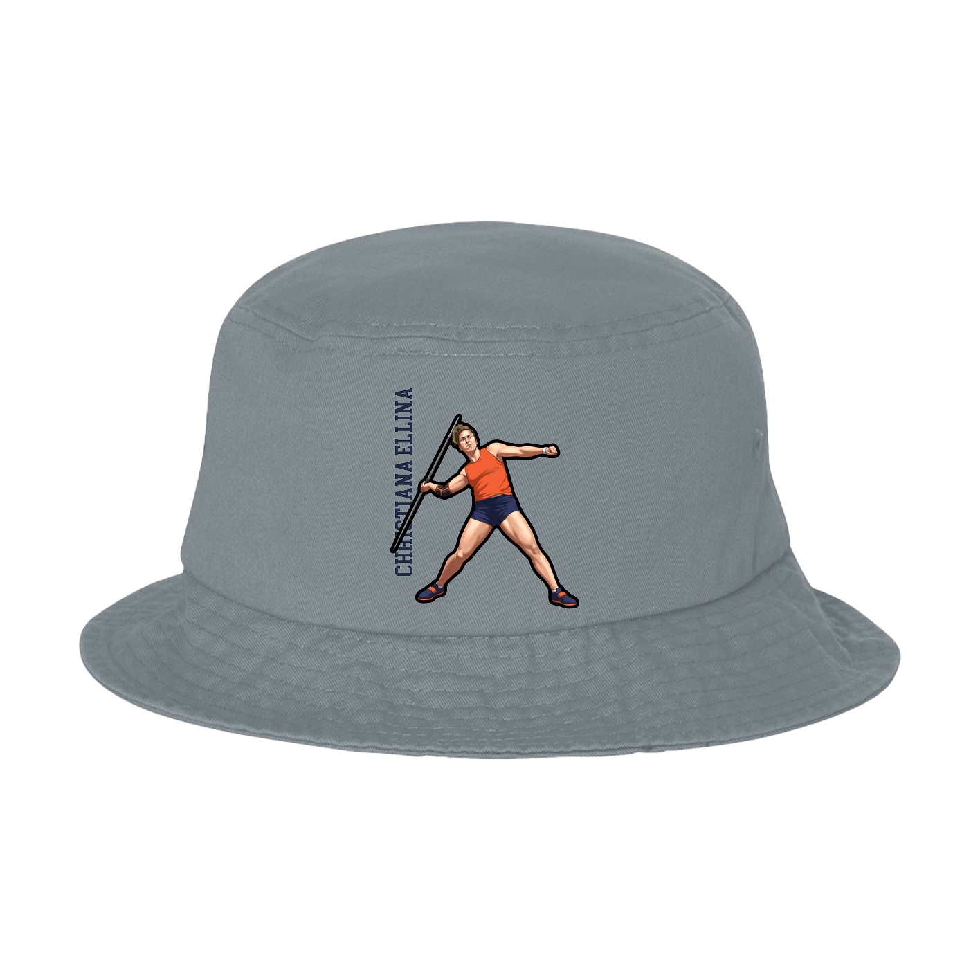 Bucket Cap — Name Vertical in Grey