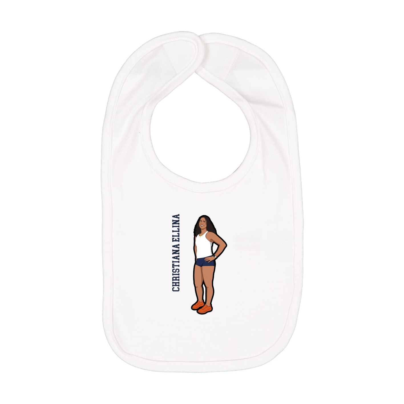 Infant Bib — Name Vertical in White