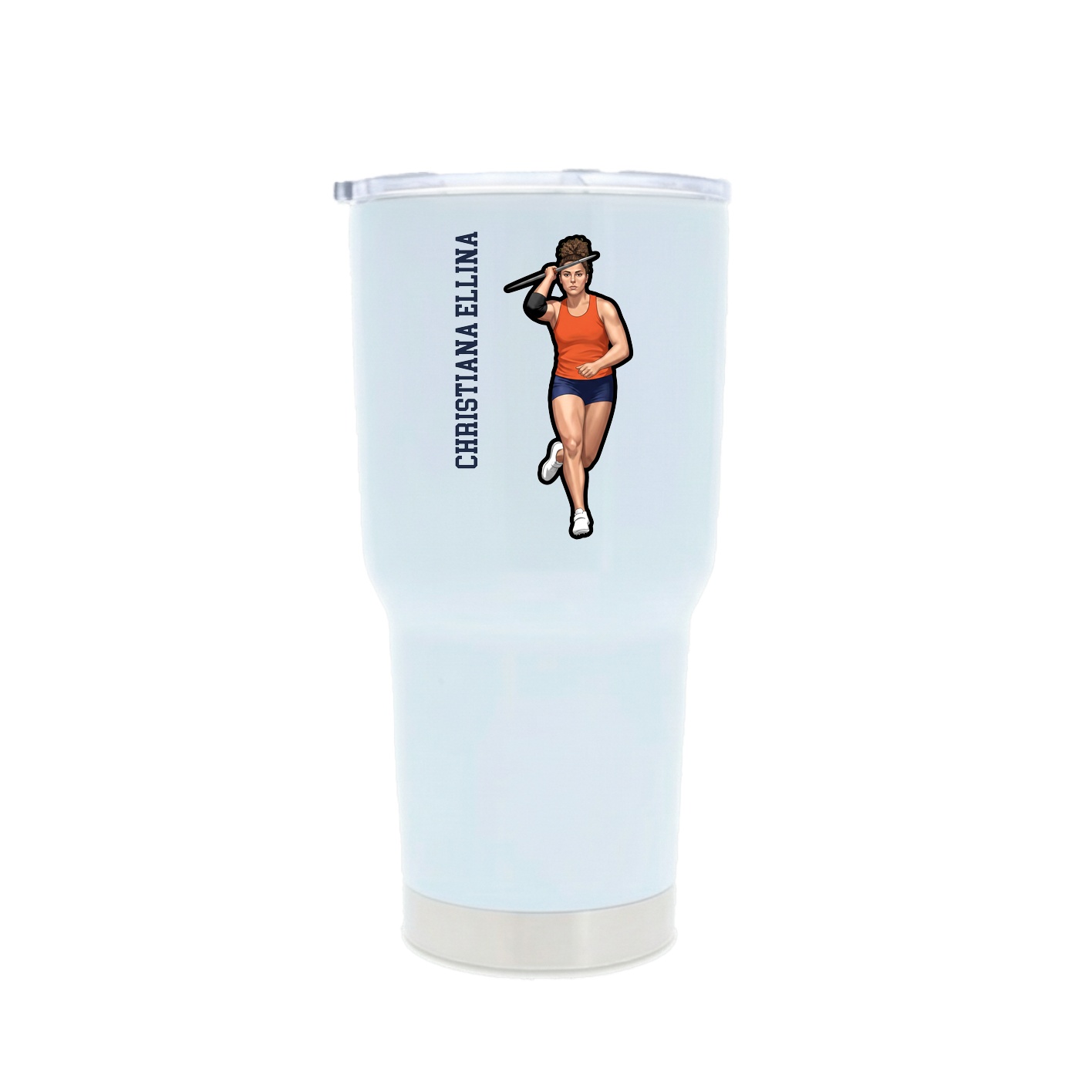 30oz Stainless Steel Tumbler — Name Vertical in White