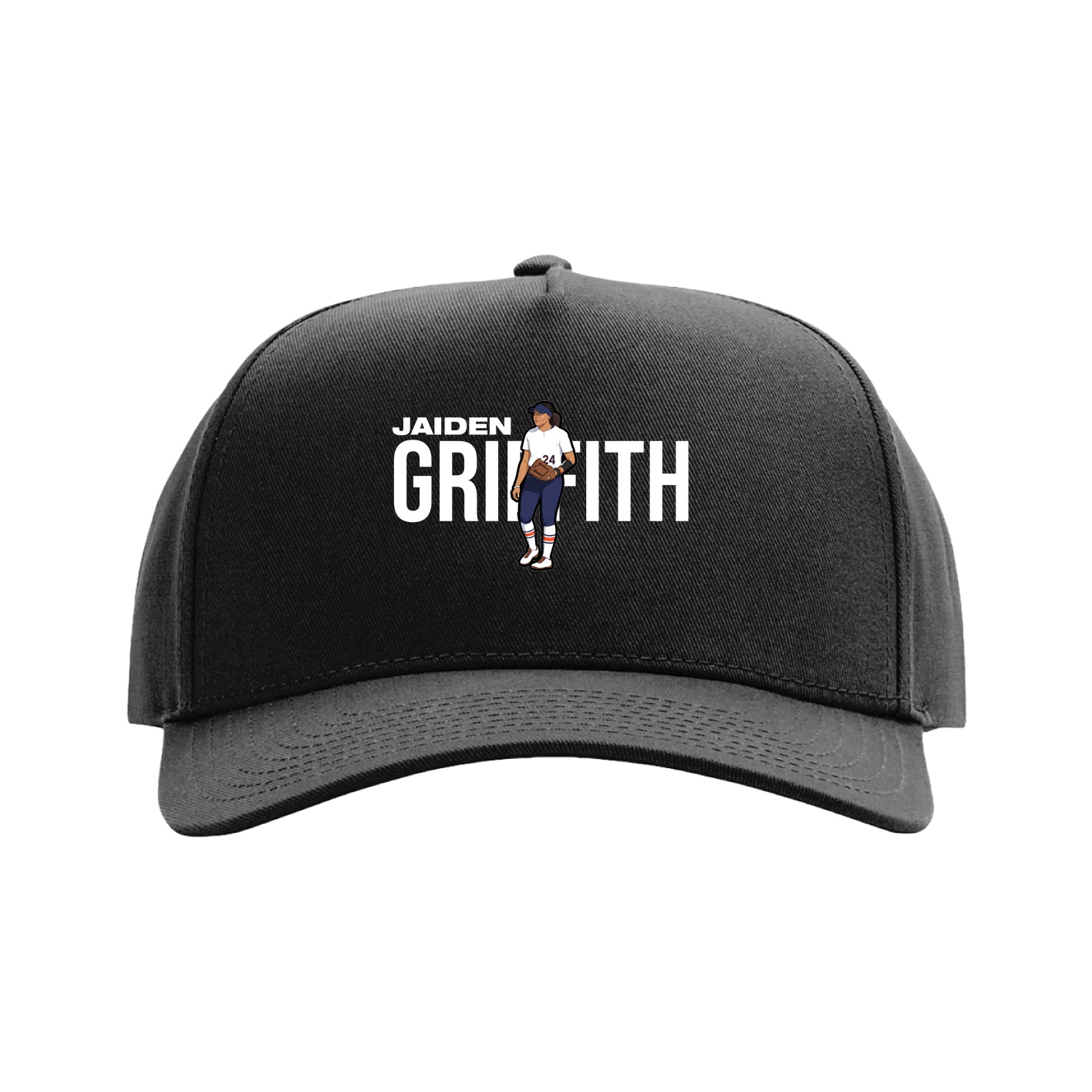 Full Fabric Five-Panel Champ Cap — Player Name in Black