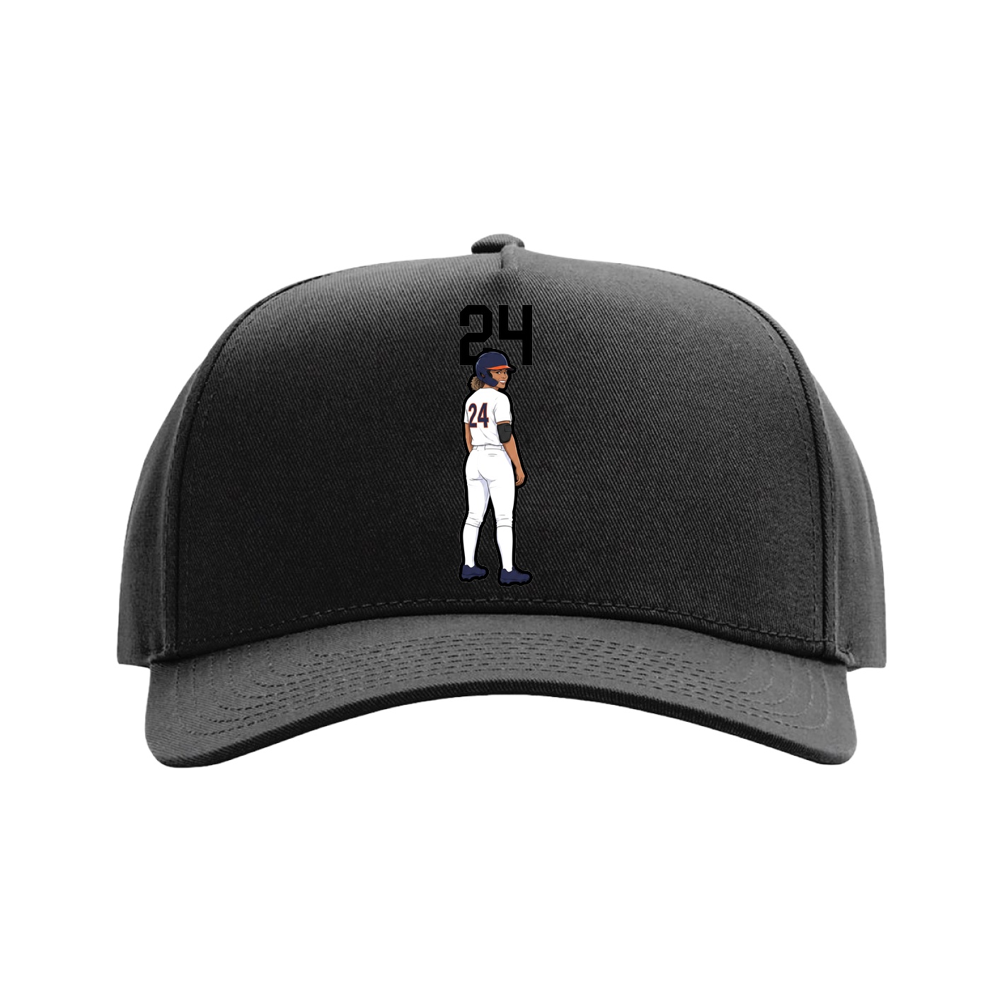 Full Fabric Five-Panel Champ Cap — Number Top in Black