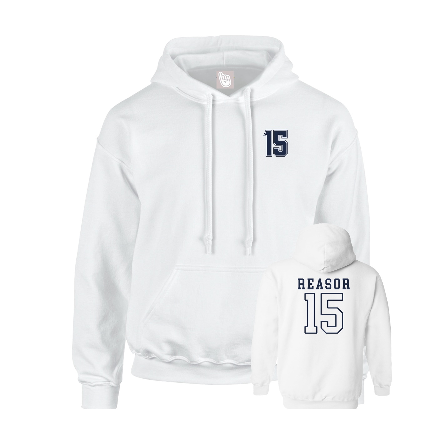 Youth Hoodie — Chest Back in White