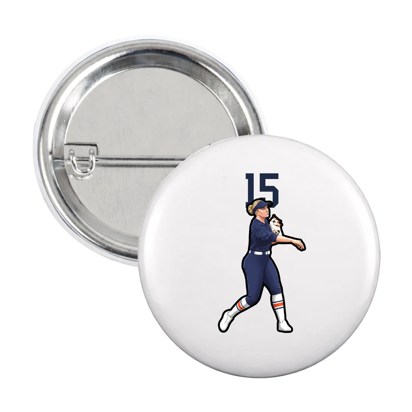 Game Day Button — Number Top in White