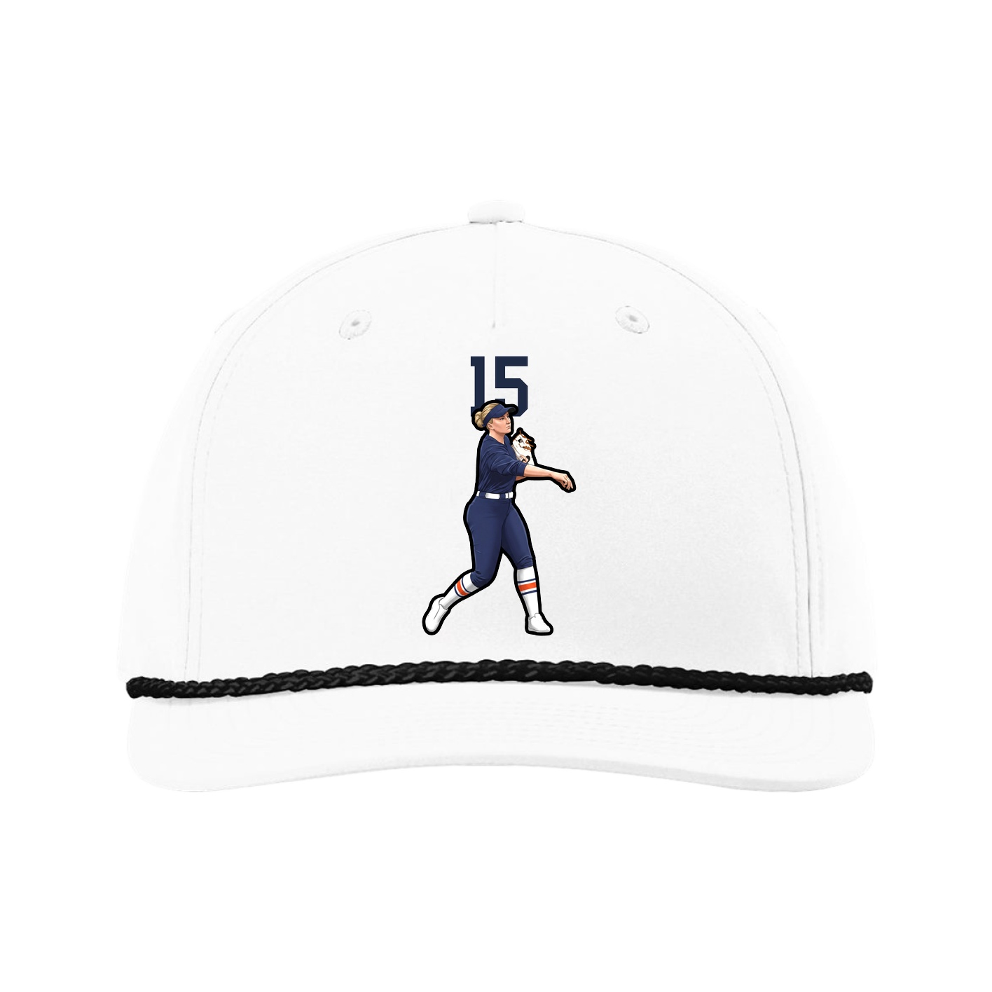 Five-Panel Classic Rope Cap — Number Top in White