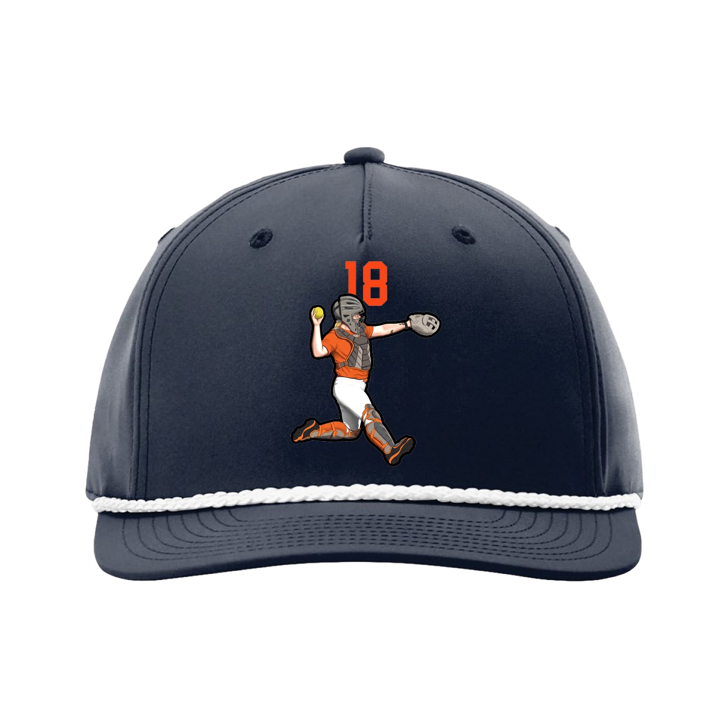 Five-Panel Classic Rope Cap — Number Top in Navy