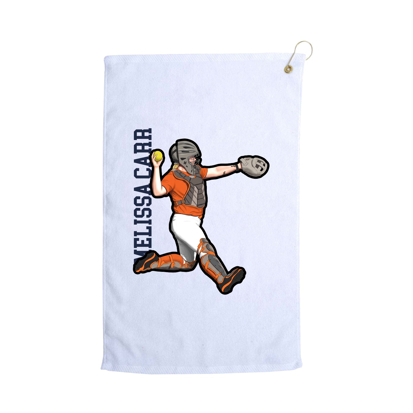 Golf Towel — Name Vertical in White