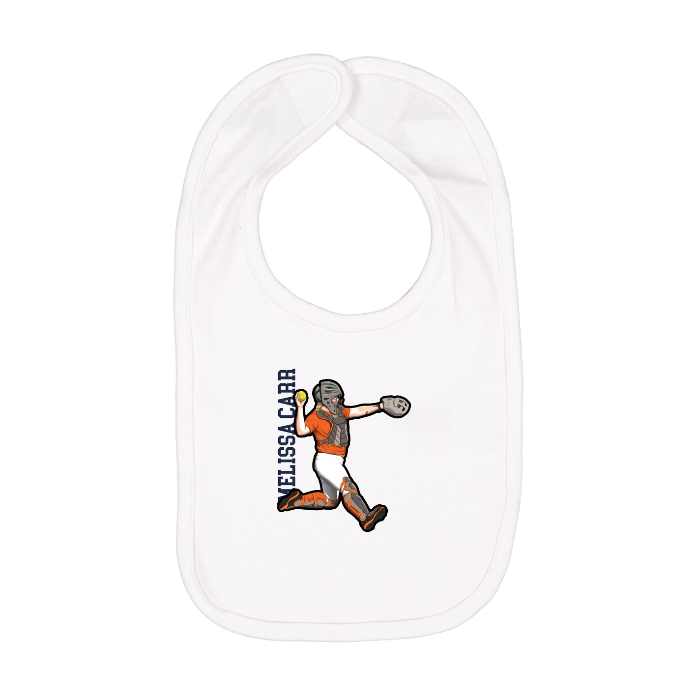 Infant Bib — Name Vertical in White