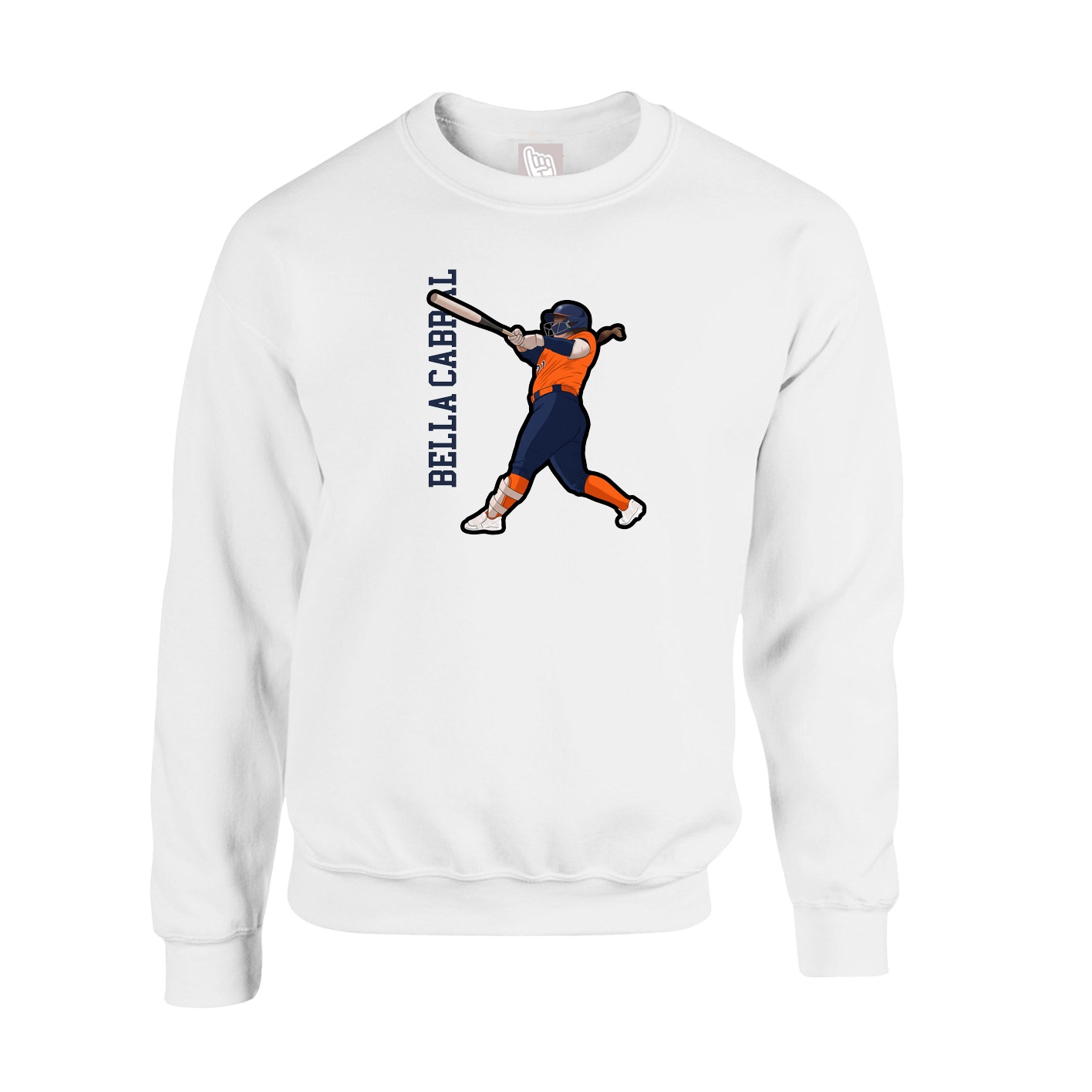 Fleece Crew — Name Vertical in White