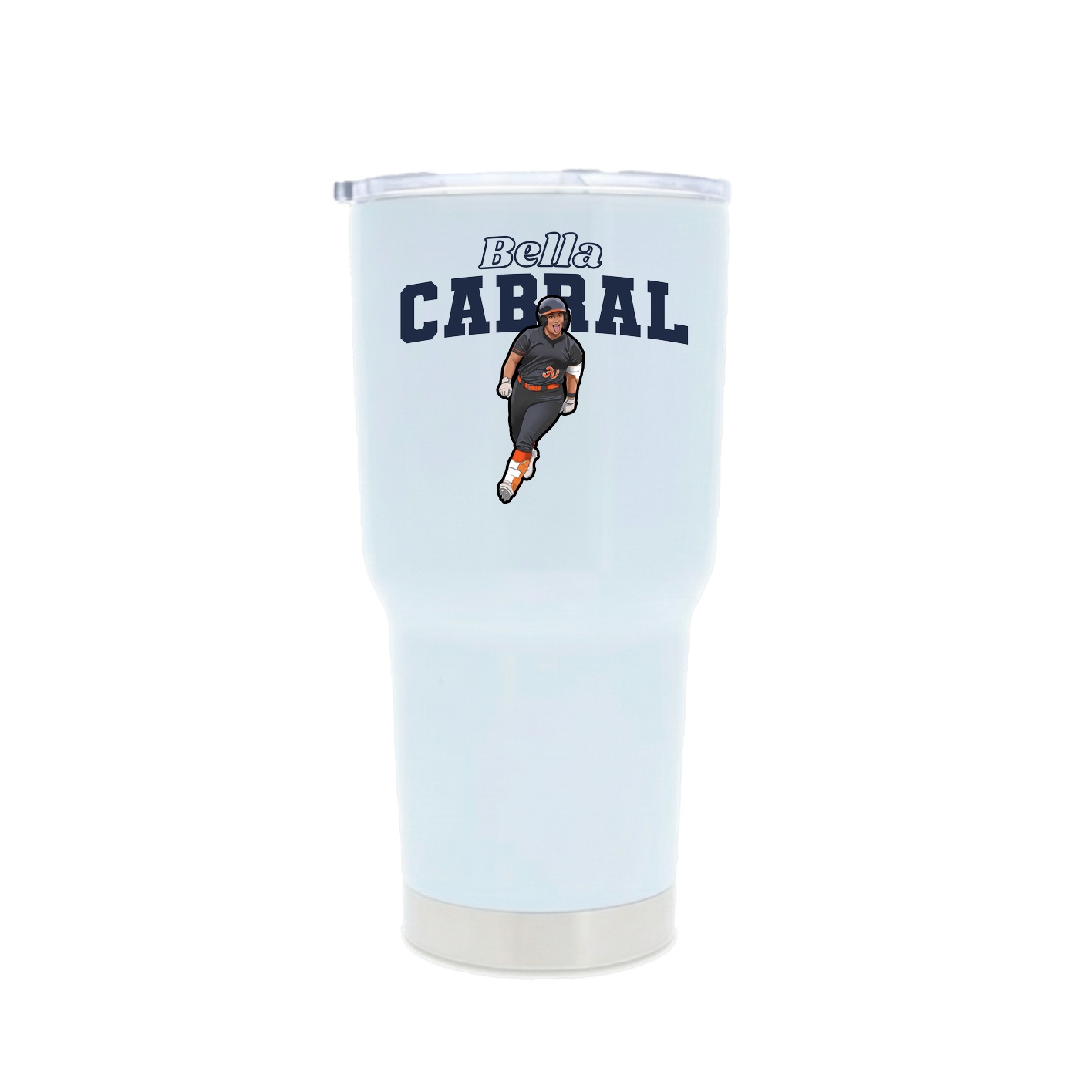 30oz Stainless Steel Tumbler — Name Arch in White