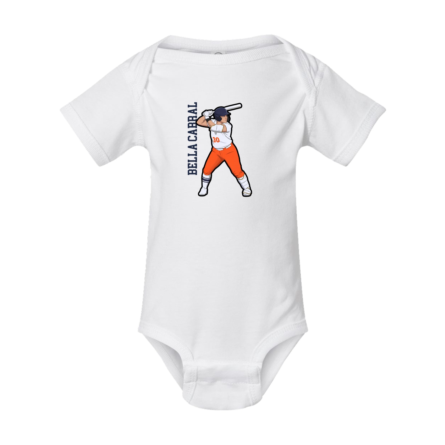 Baby Onesie — Name Vertical in White