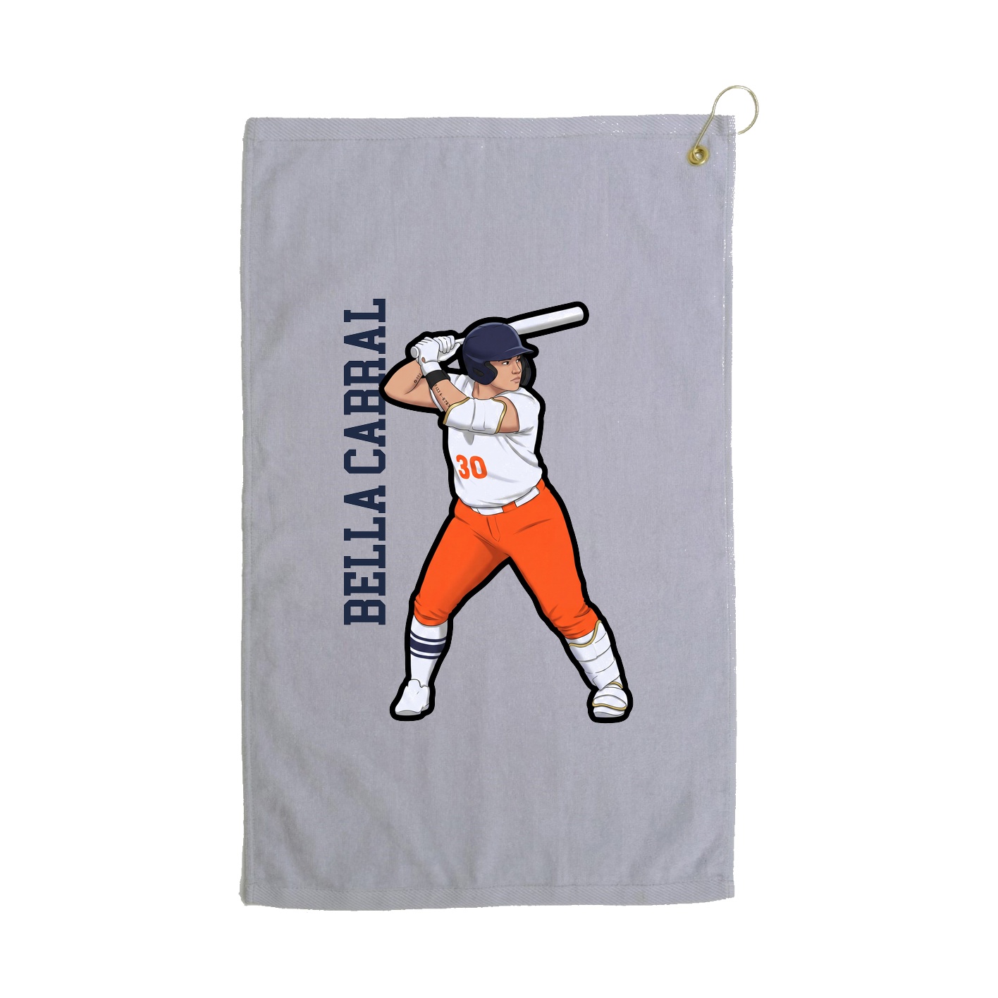 Golf Towel — Name Vertical in Grey