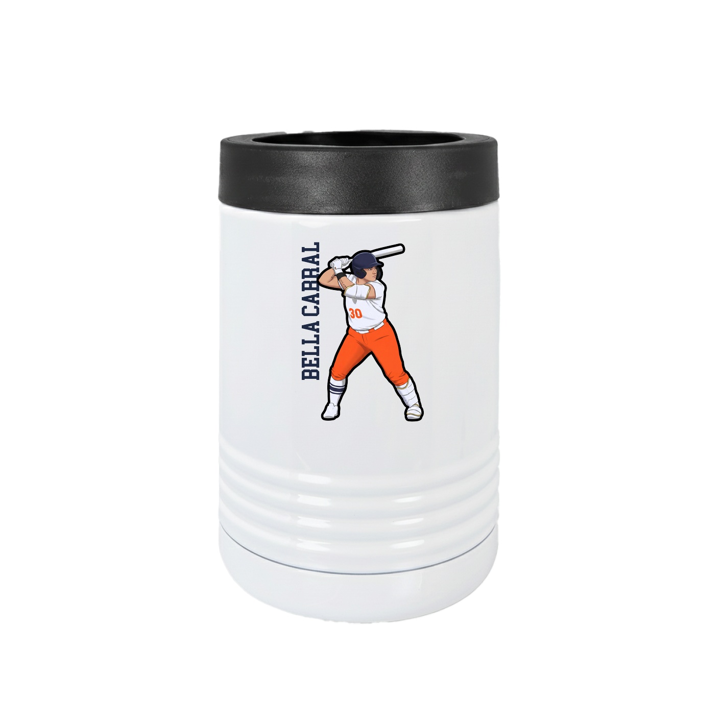 Beverage Holder — Name Vertical in White