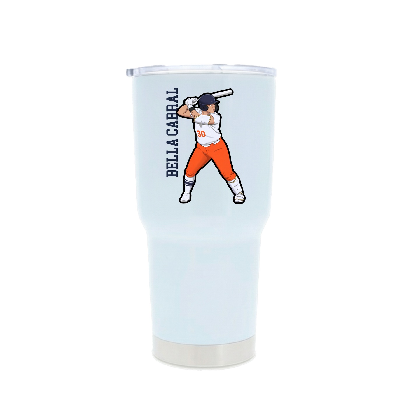 30oz Stainless Steel Tumbler — Name Vertical in White