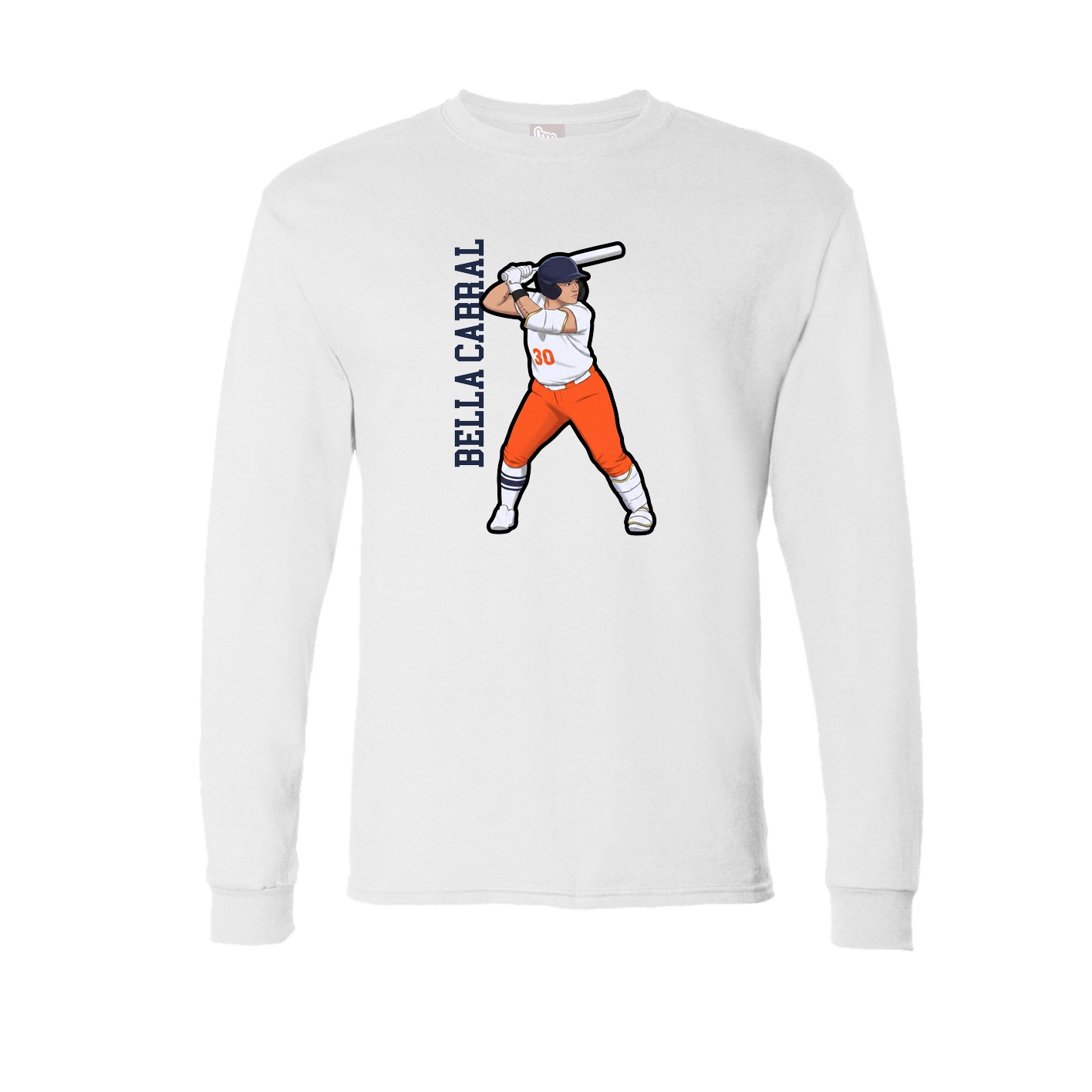 Long Sleeve Tee — Name Vertical in White