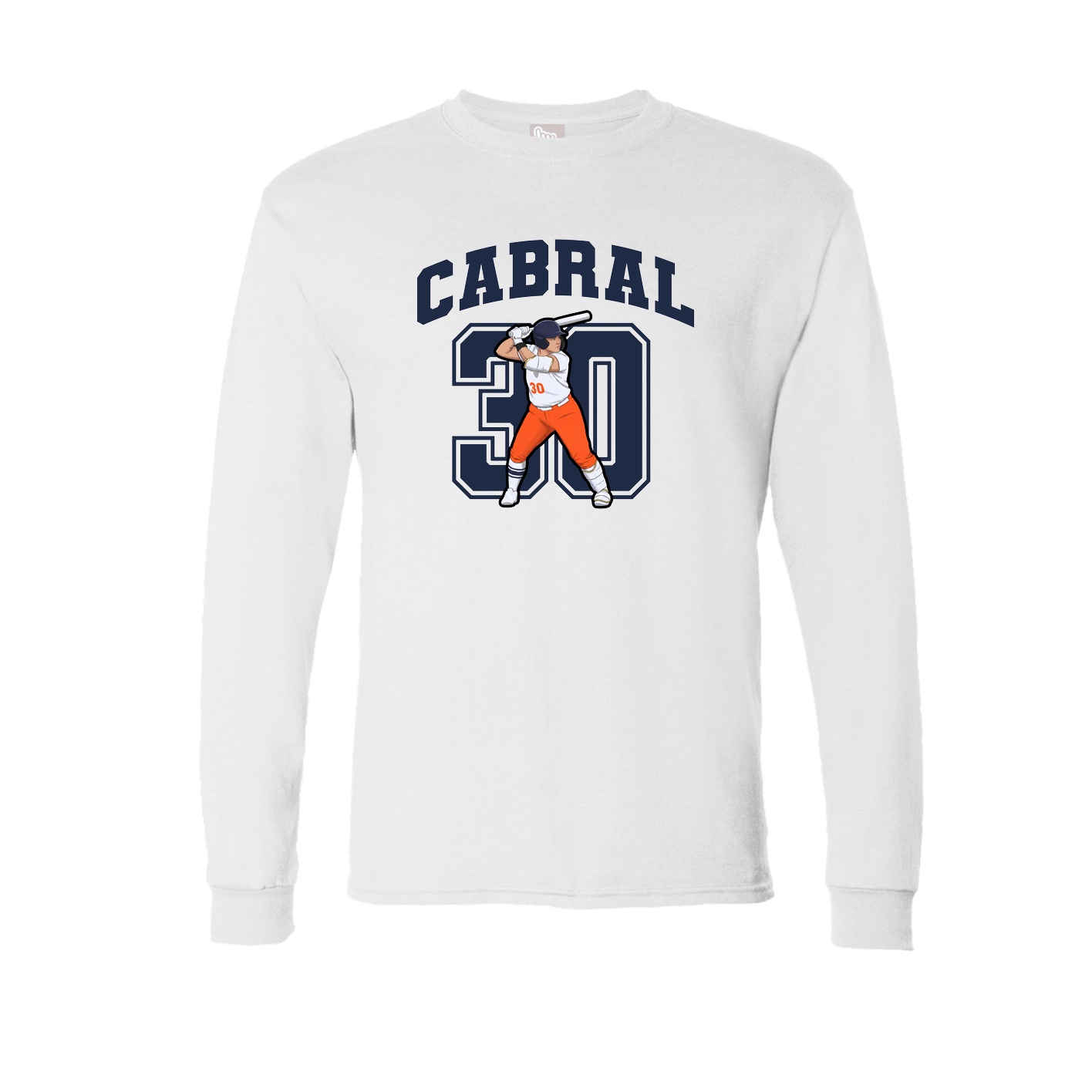 Long Sleeve Tee — Number in White