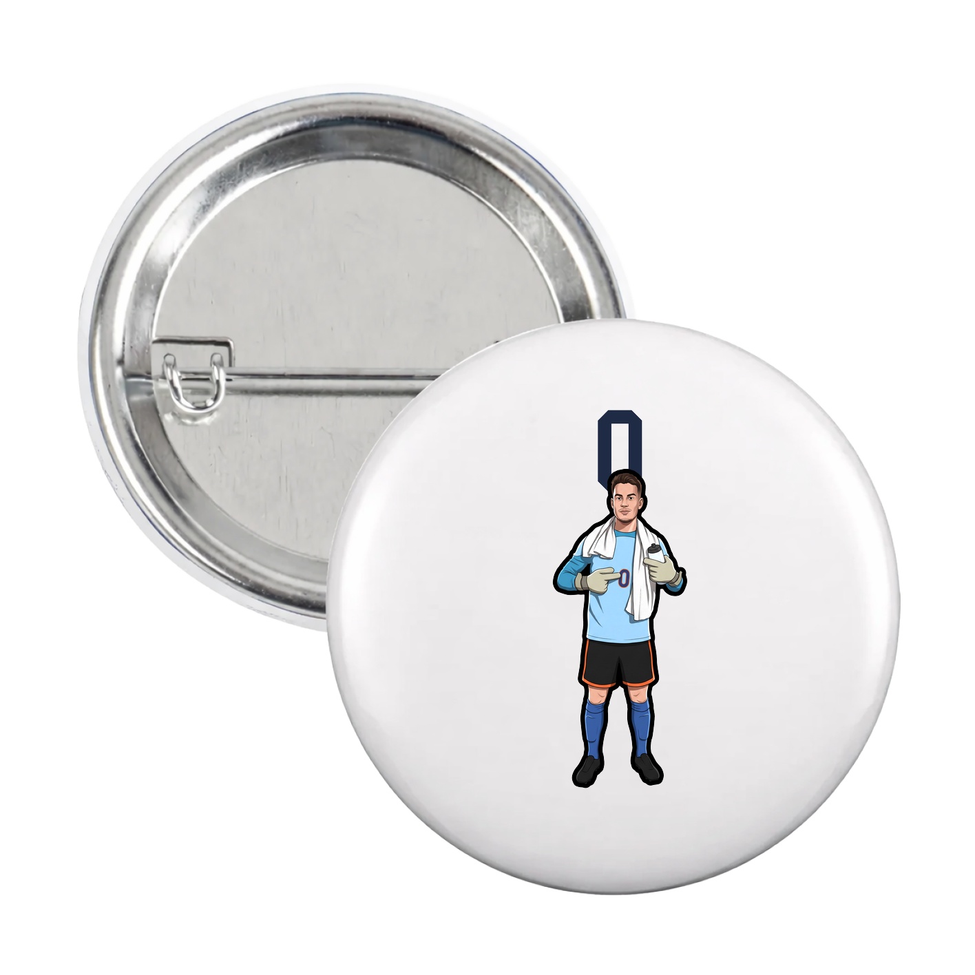 Game Day Button — Number Top in White