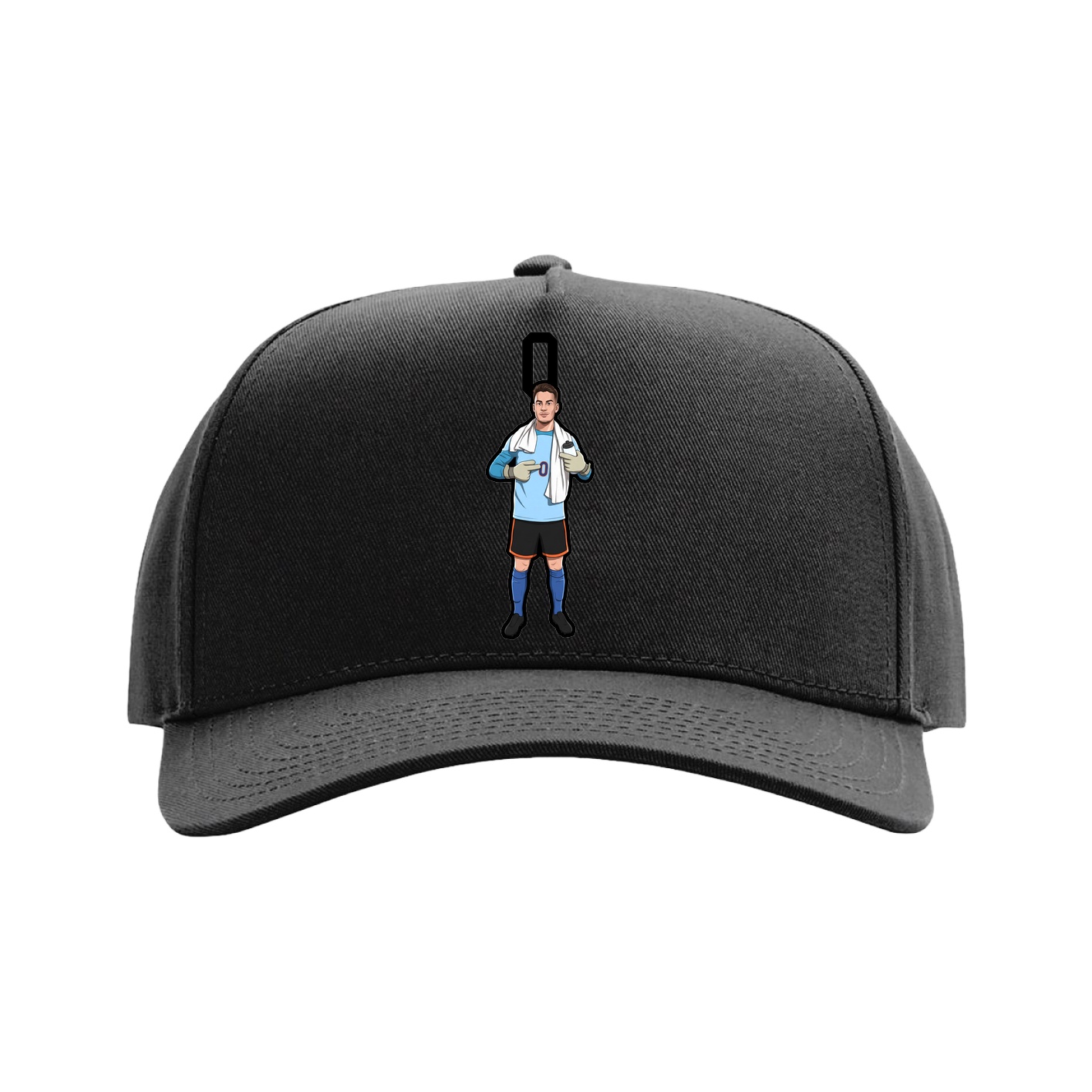 Full Fabric Five-Panel Champ Cap — Number Top in Black