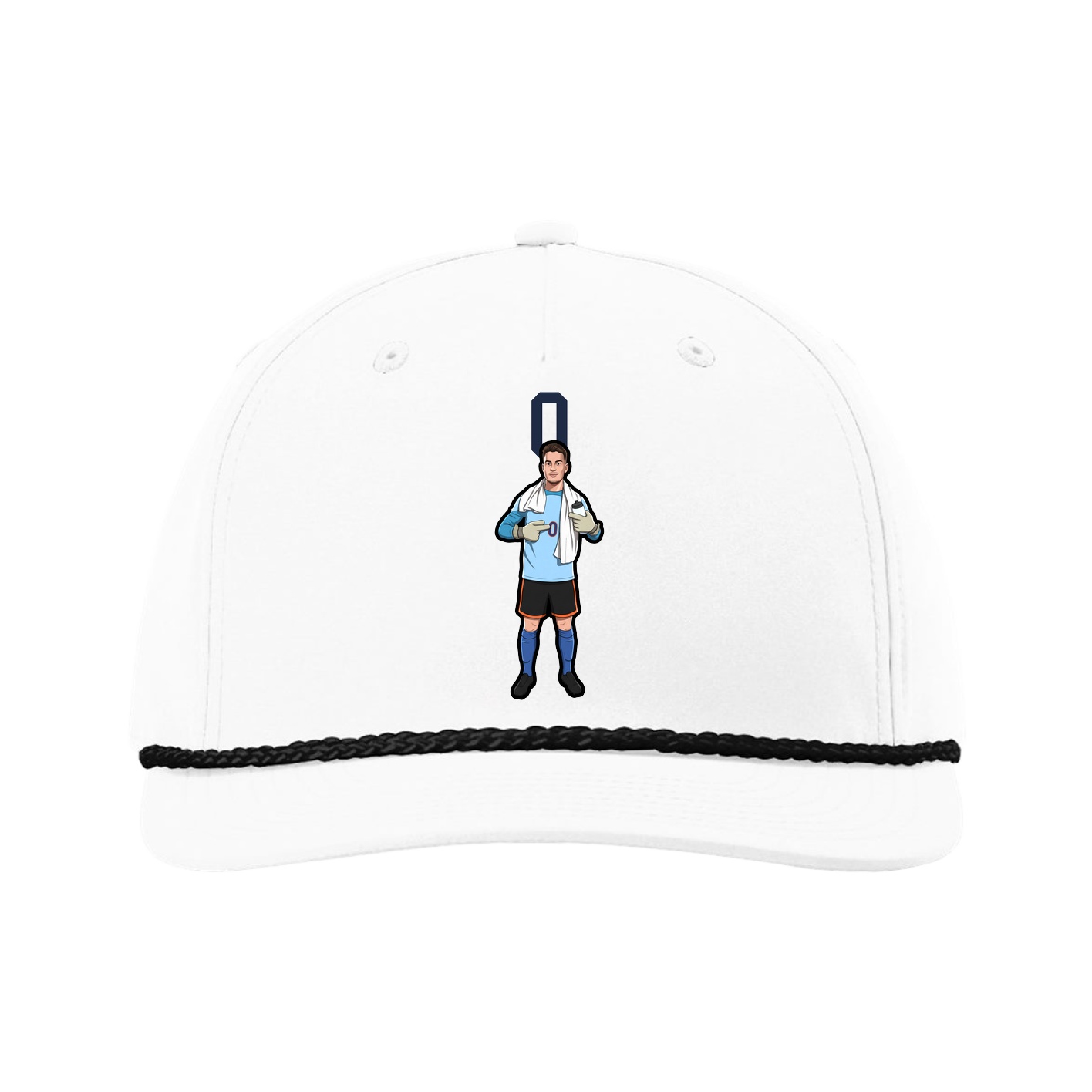 Five-Panel Classic Rope Cap — Number Top in White