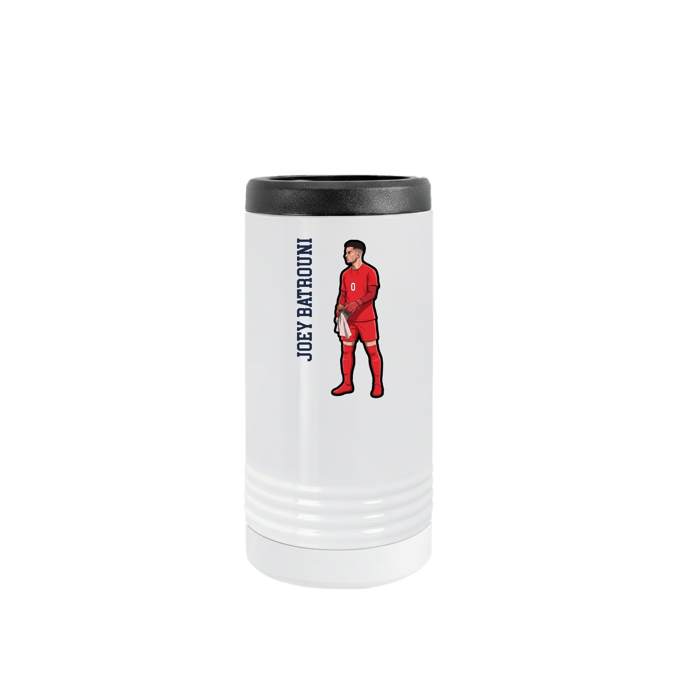 Slim Beverage Holder — Name Vertical in White