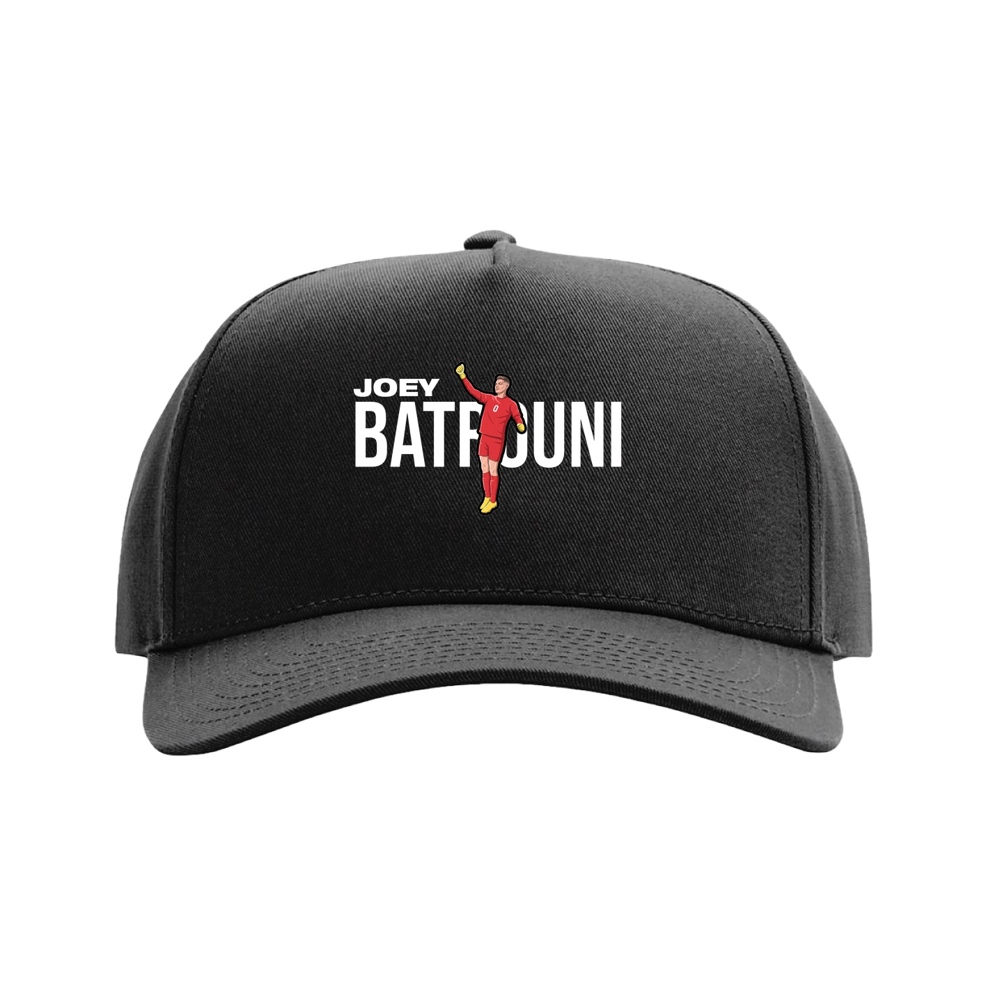 Full Fabric Five-Panel Champ Cap — Player Name in Black