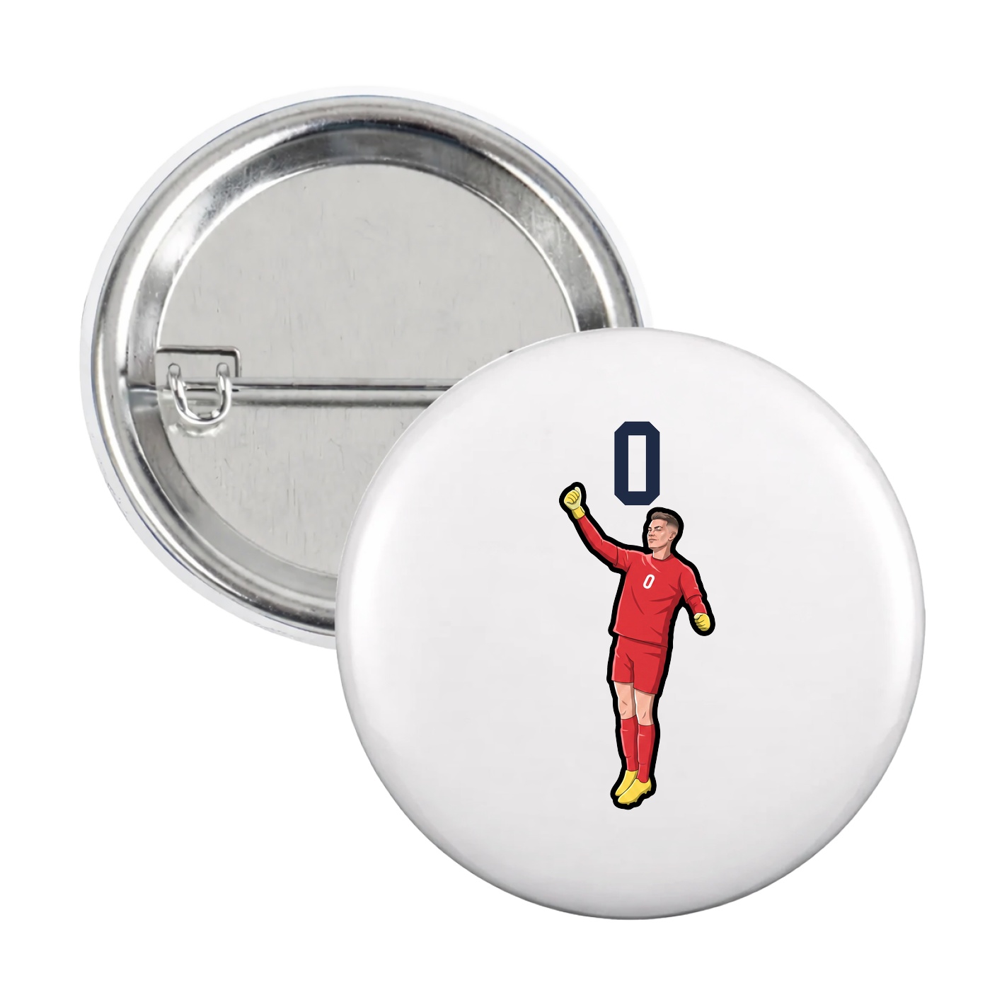 Game Day Button — Number Top in White