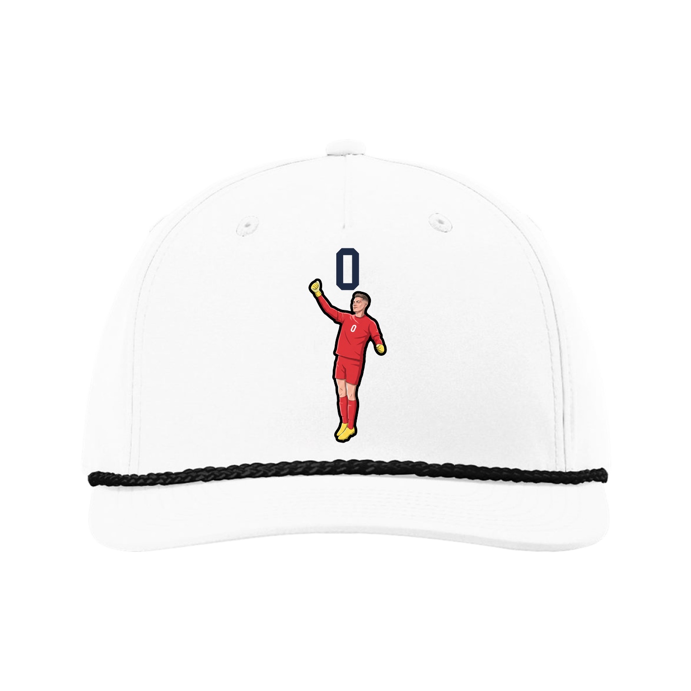 Five-Panel Classic Rope Cap — Number Top in White