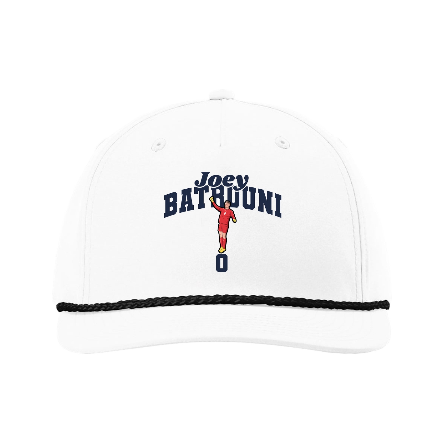 Five-Panel Classic Rope Cap — Signature Arch in White