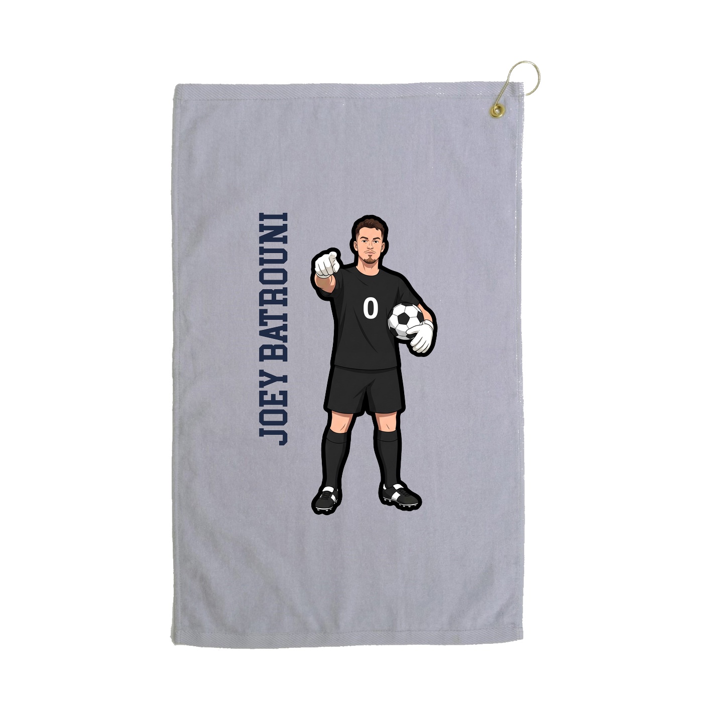 Golf Towel — Name Vertical in Grey