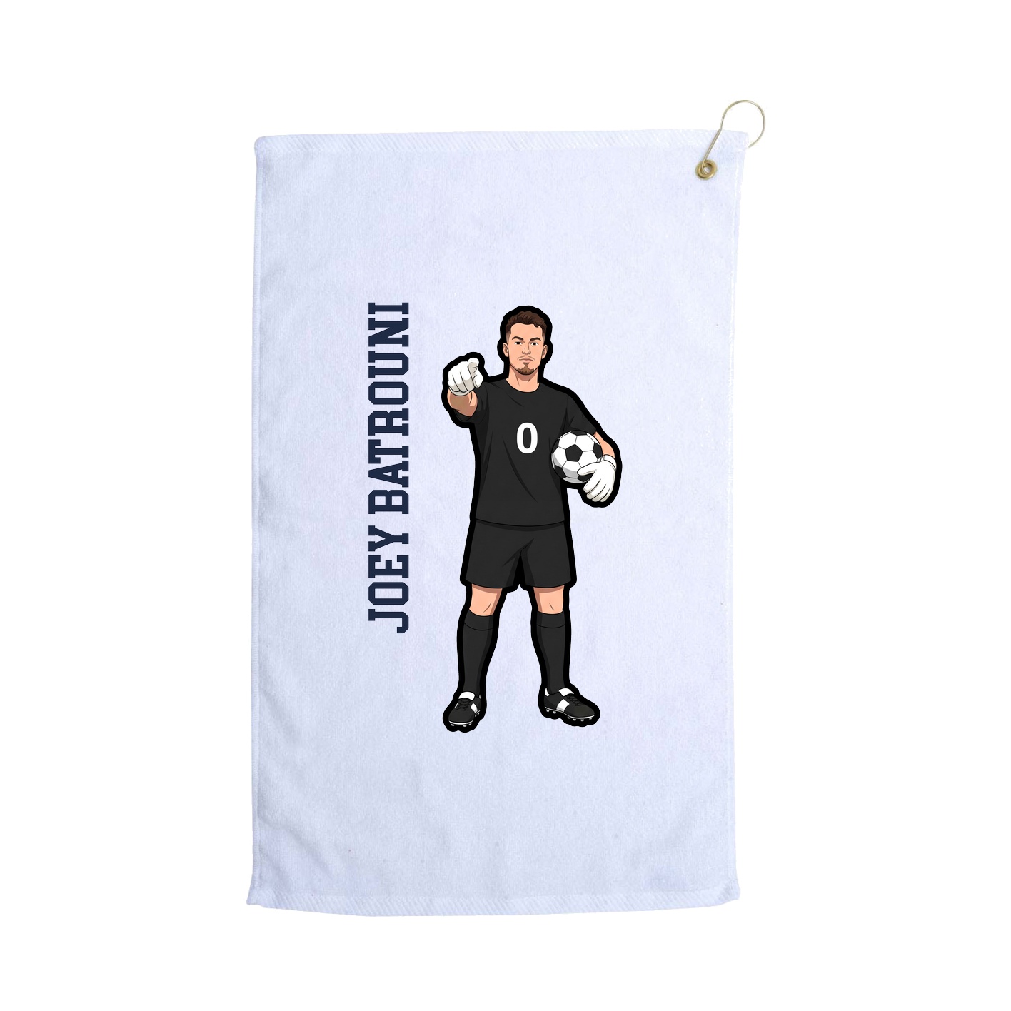 Golf Towel — Name Vertical in White