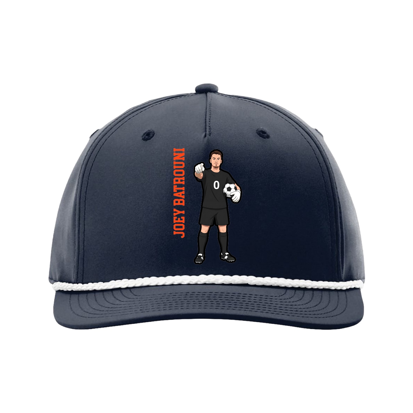 Five-Panel Classic Rope Cap — Name Vertical in Navy