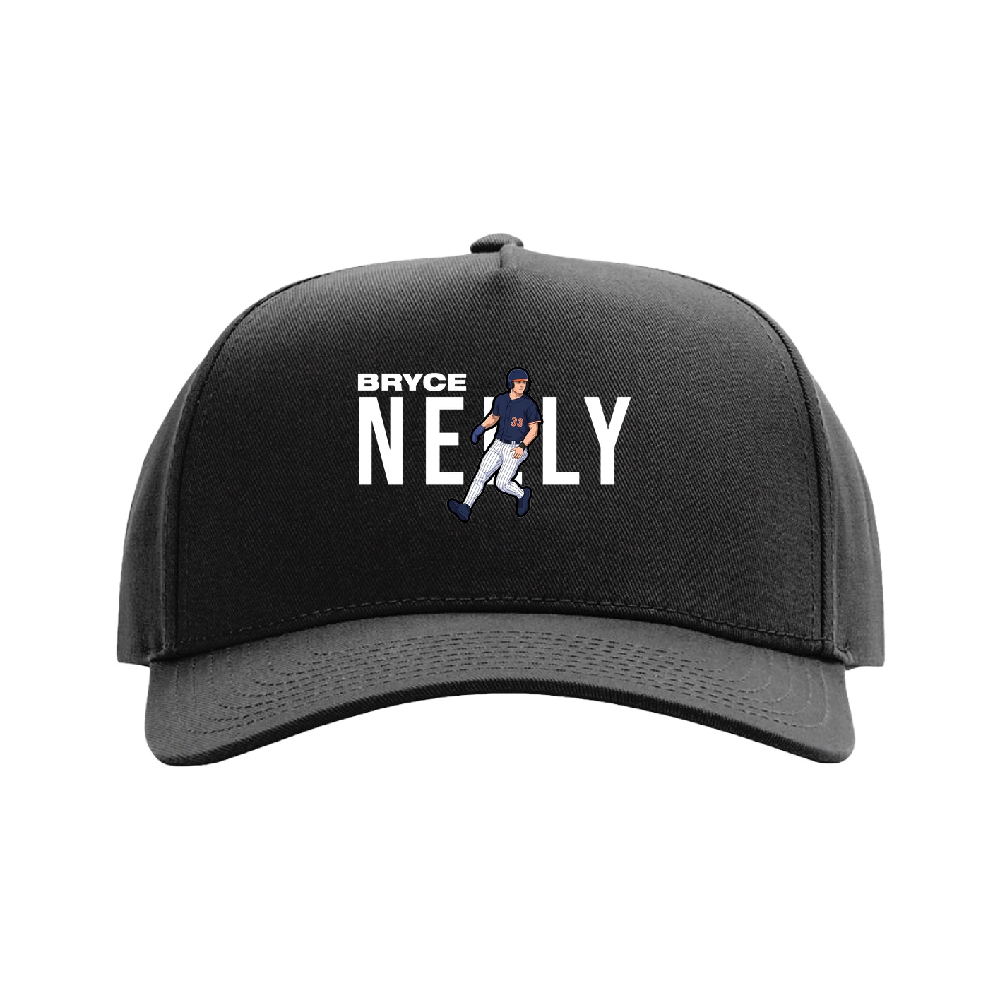Full Fabric Five-Panel Champ Cap — Player Name in Black