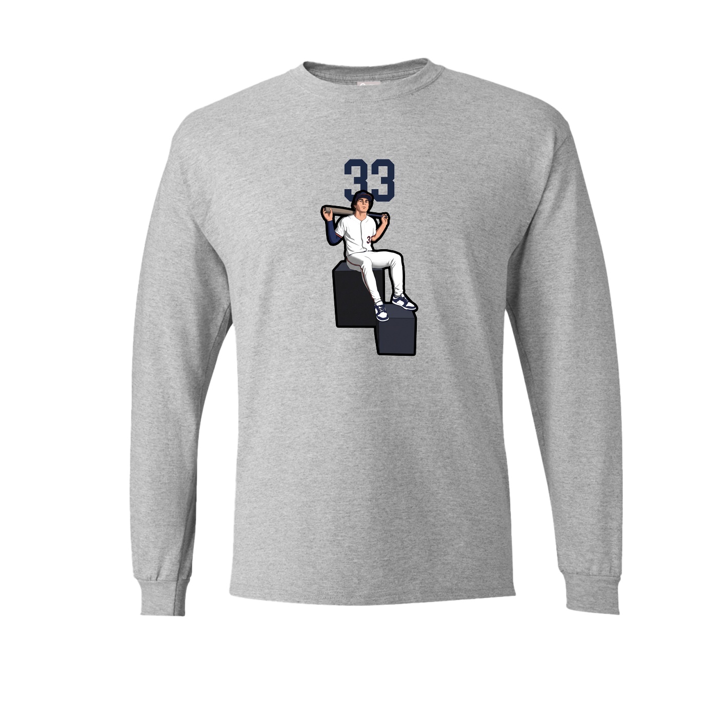 Long Sleeve Tee — Number Top in Grey