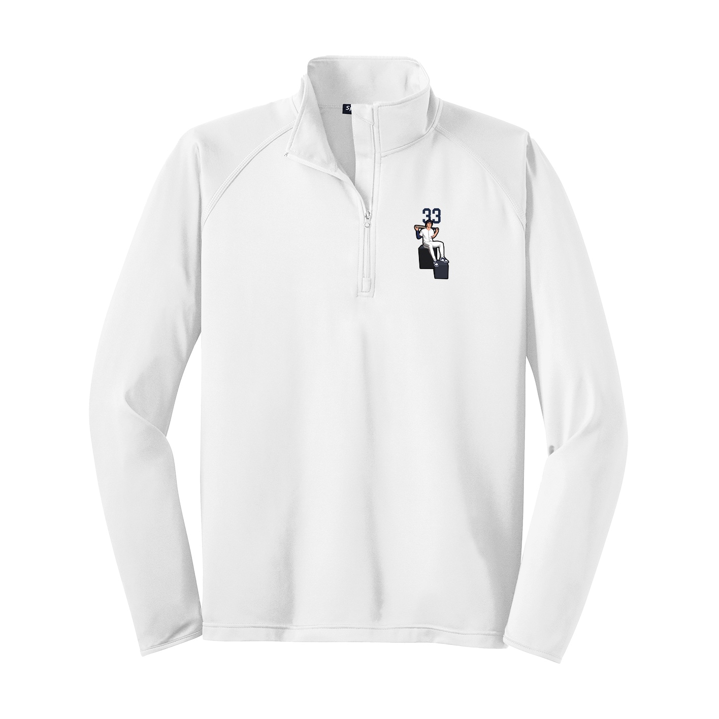 Q-Zip Pullover — Number Top in White