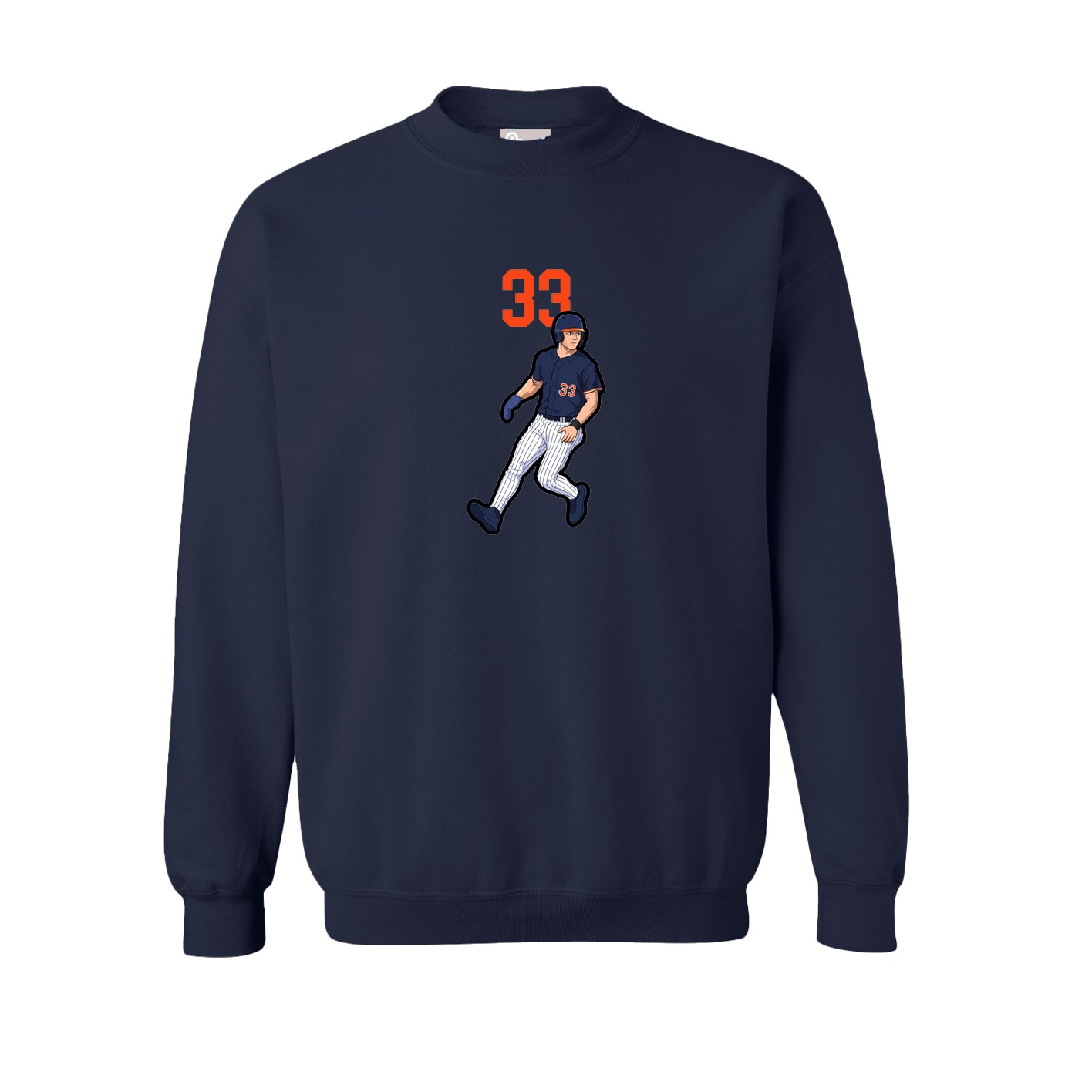 Fleece Crew — Number Top in Navy