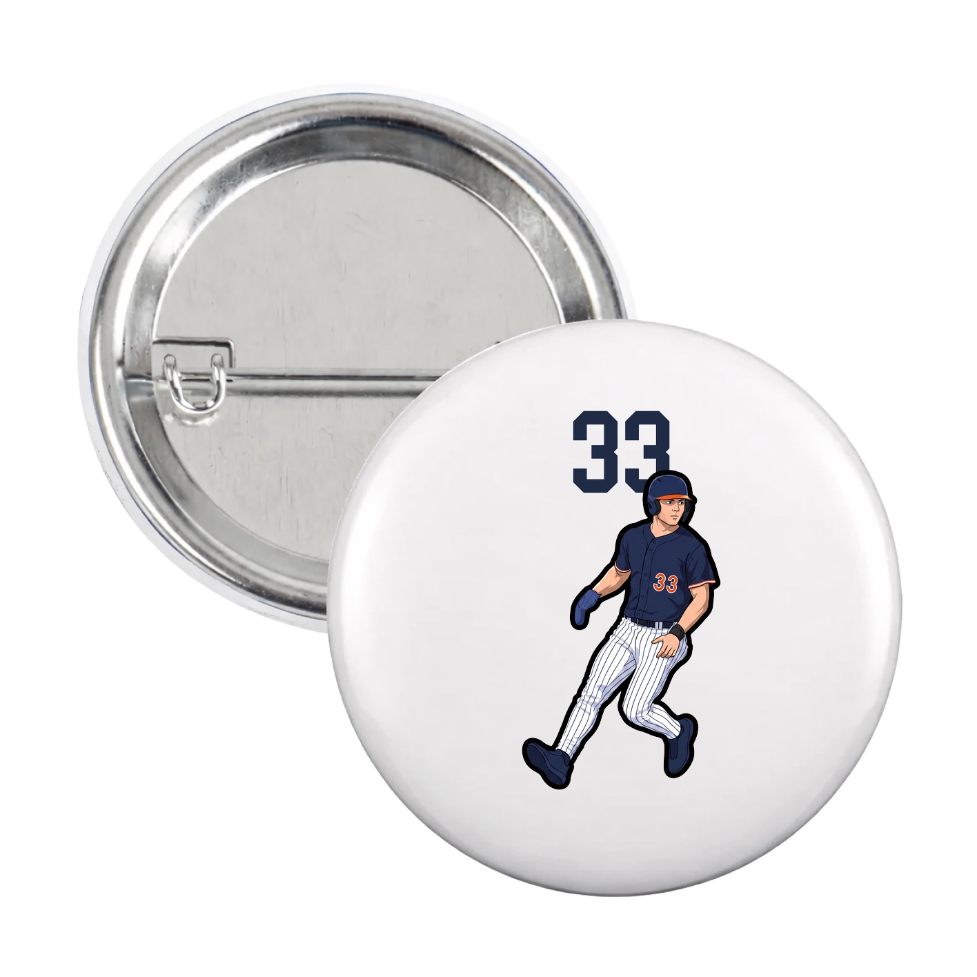 Game Day Button — Number Top in White