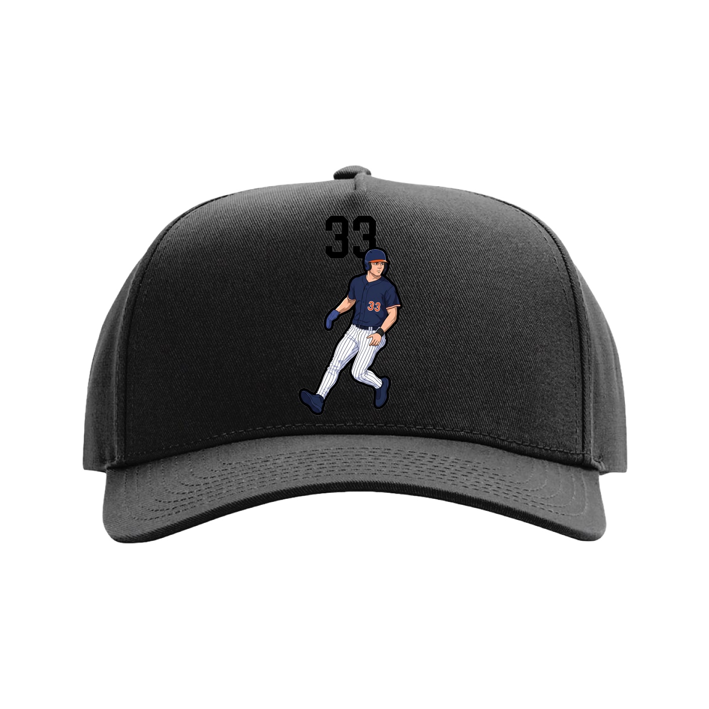 Full Fabric Five-Panel Champ Cap — Number Top in Black