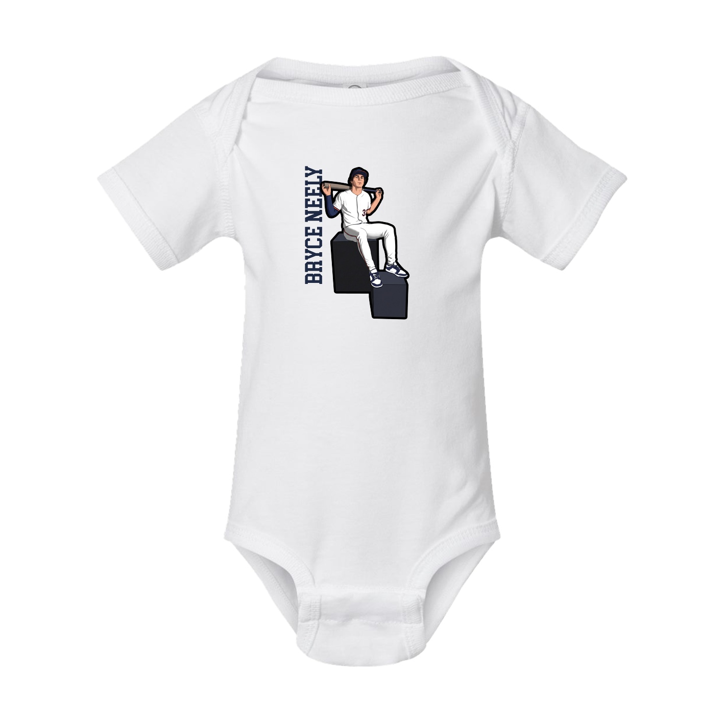Baby Onesie — Name Vertical in White