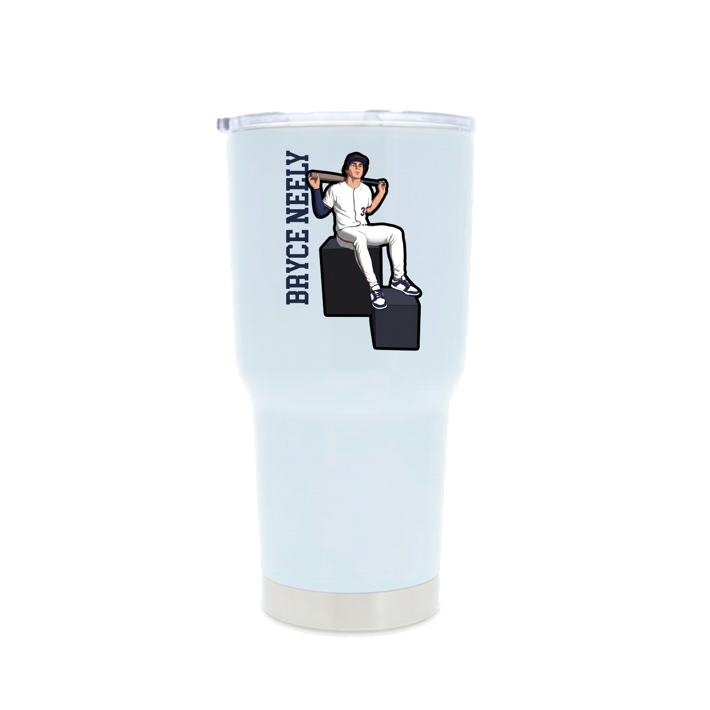 30oz Stainless Steel Tumbler — Name Vertical in White